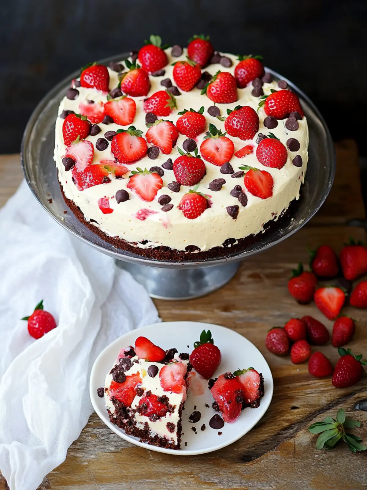 Light & Fluffy Strawberry Chocolate Chip Cake with Greek Yogurt 3 Strawberry chocolate chip cake