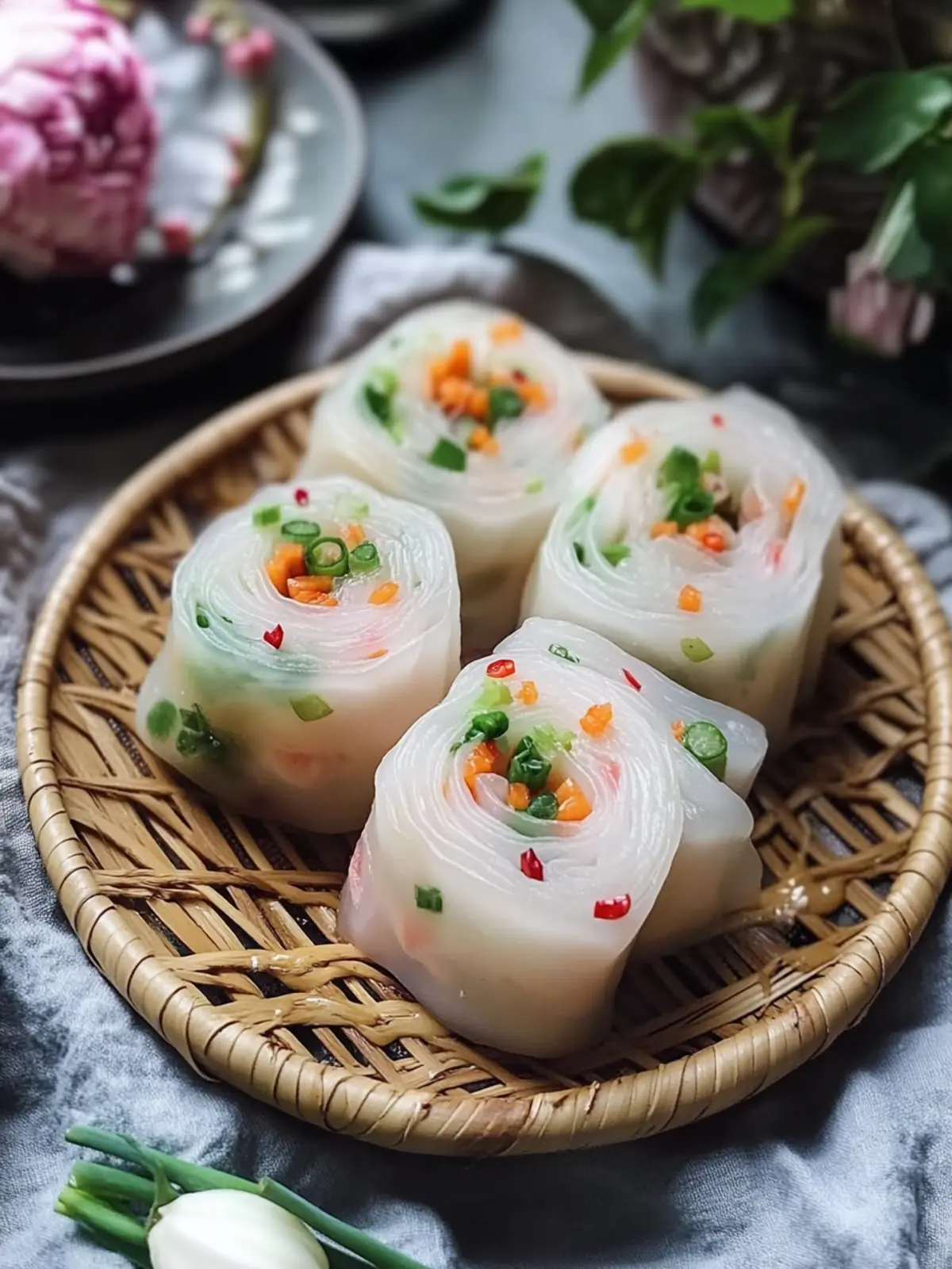 Irresistibly Soft Chinese Flower Rolls with Scallions and Ham