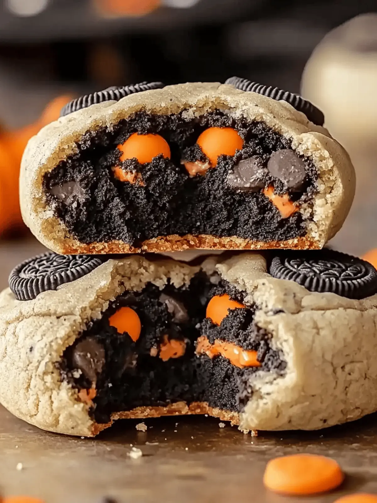 Halloween Oreo Stuffed Chocolate Chip Cookies