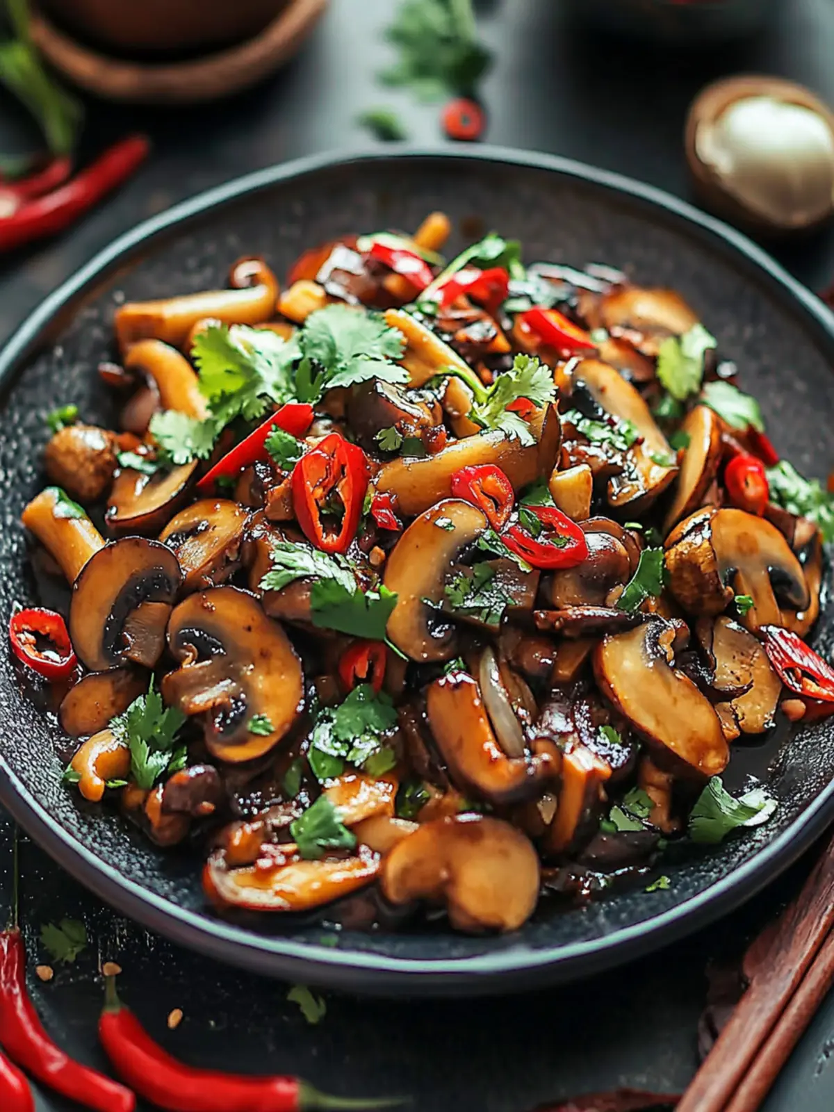 Spicy Indo-Chinese Chilli Mushroom Delight