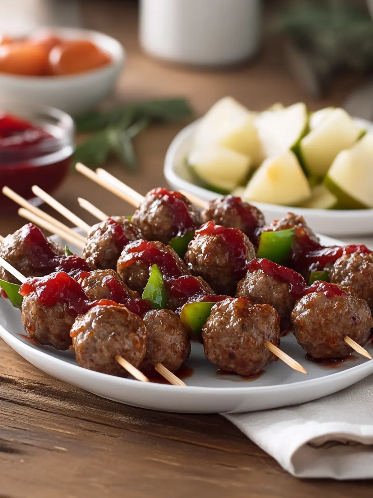 Holiday Mini Beef Meatball Skewers with Cranberry Barbecue Sauce Delight 3 Holiday Mini Beef Meatball Skewers with Cranberry Barbecue Sauce