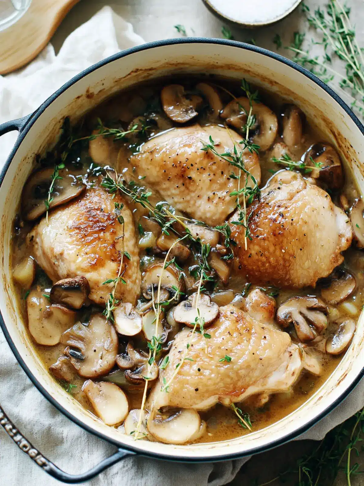 Braised Chicken with Mushrooms and Shallots