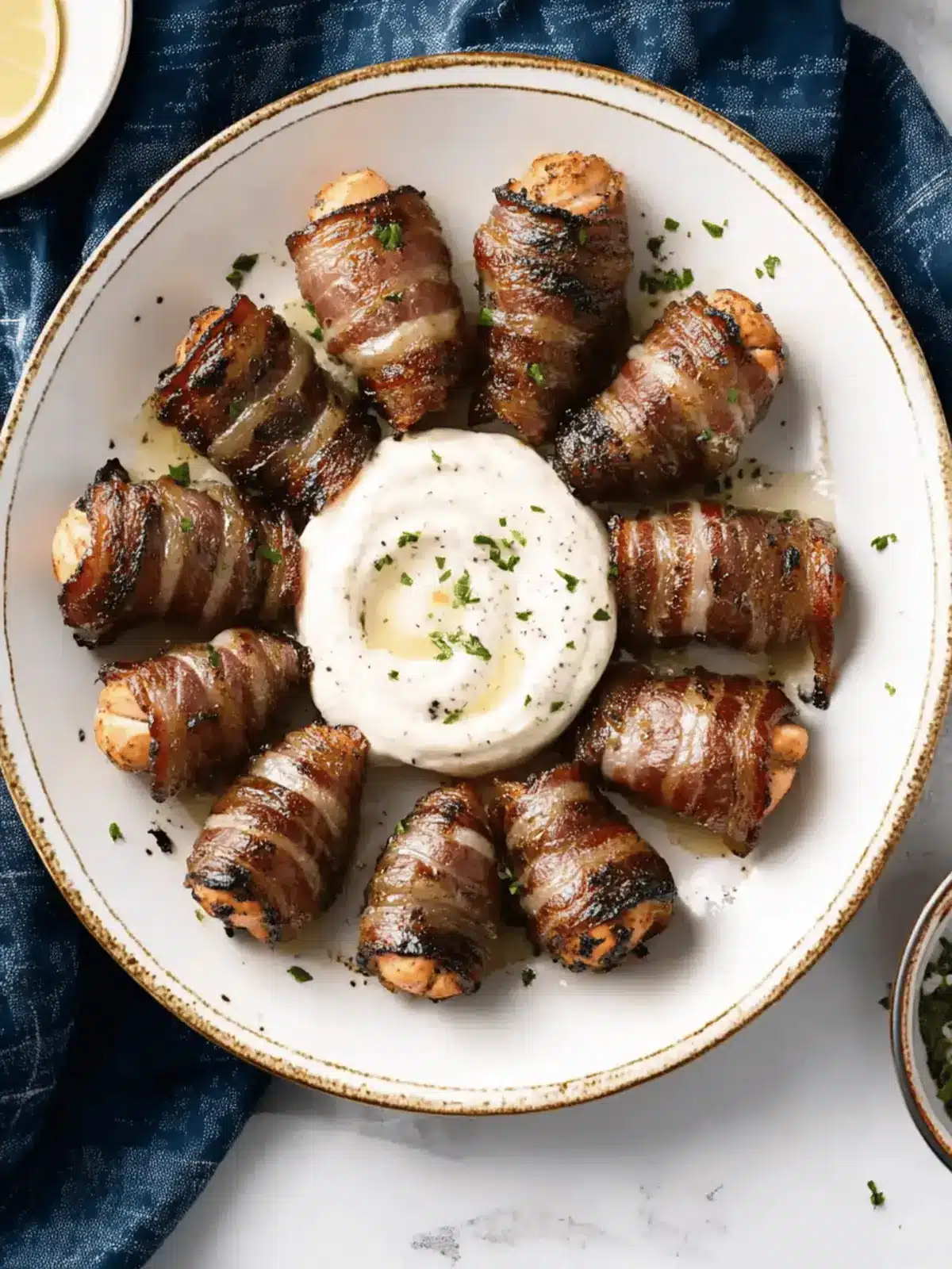 Grilled Bacon-Wrapped Salmon Bites with Lemon Garlic Mayo