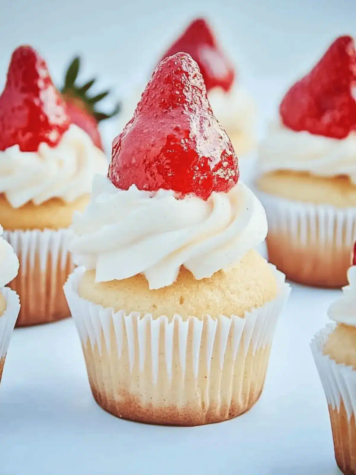 Easiest Santa Strawberry Cupcakes
