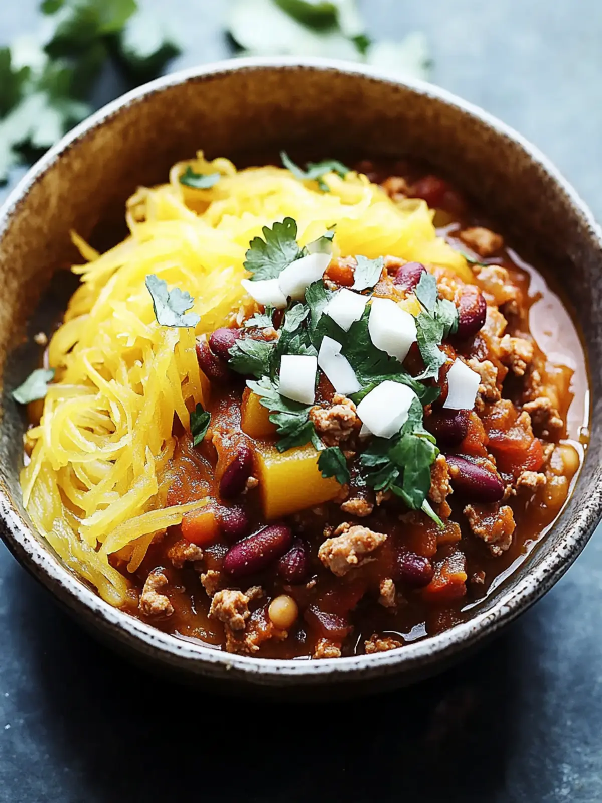 Spiced Turkey Chili with Spaghetti Squash for Cozy Nights