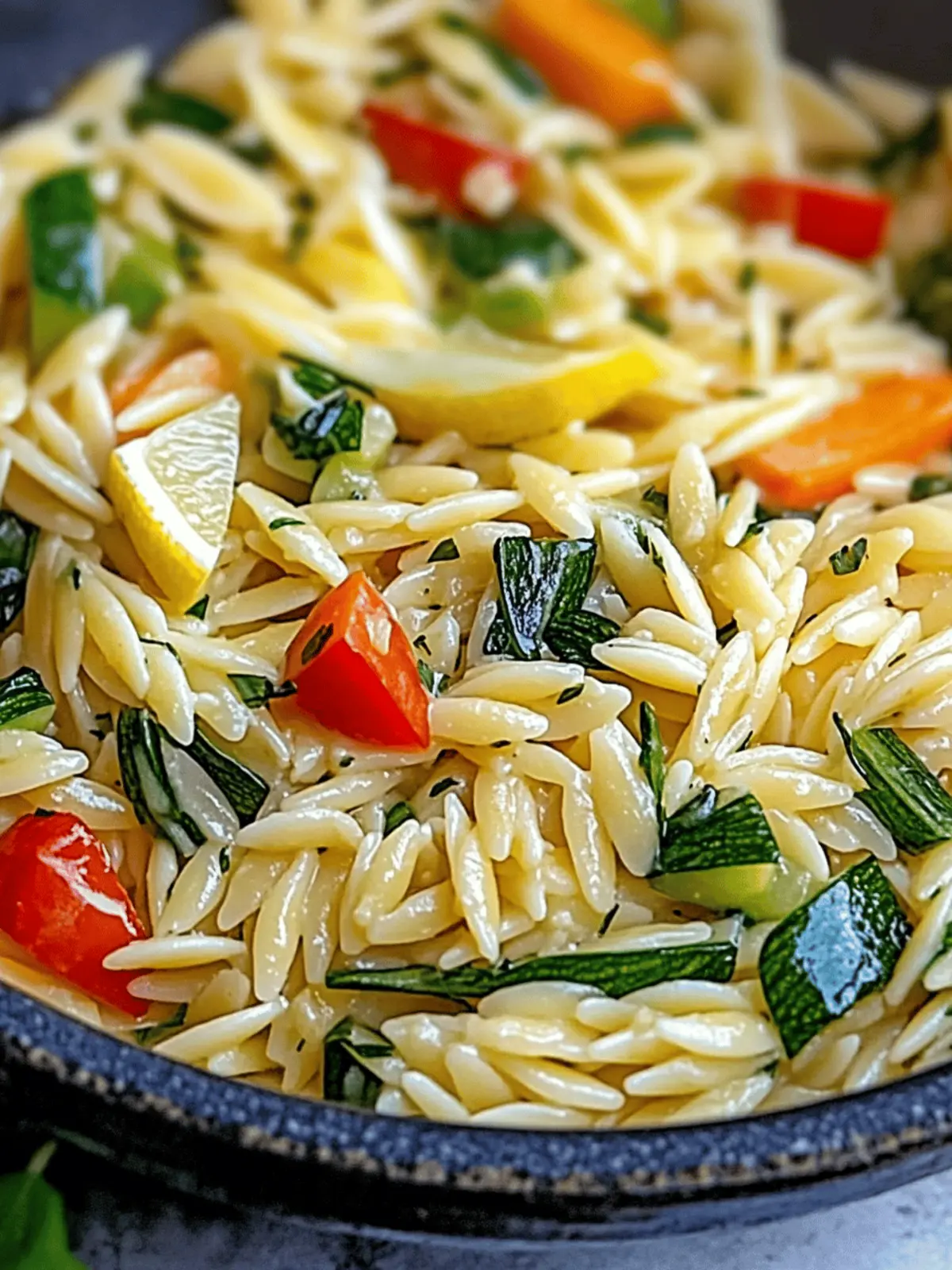 Lemon Garlic Orzo with Veggies