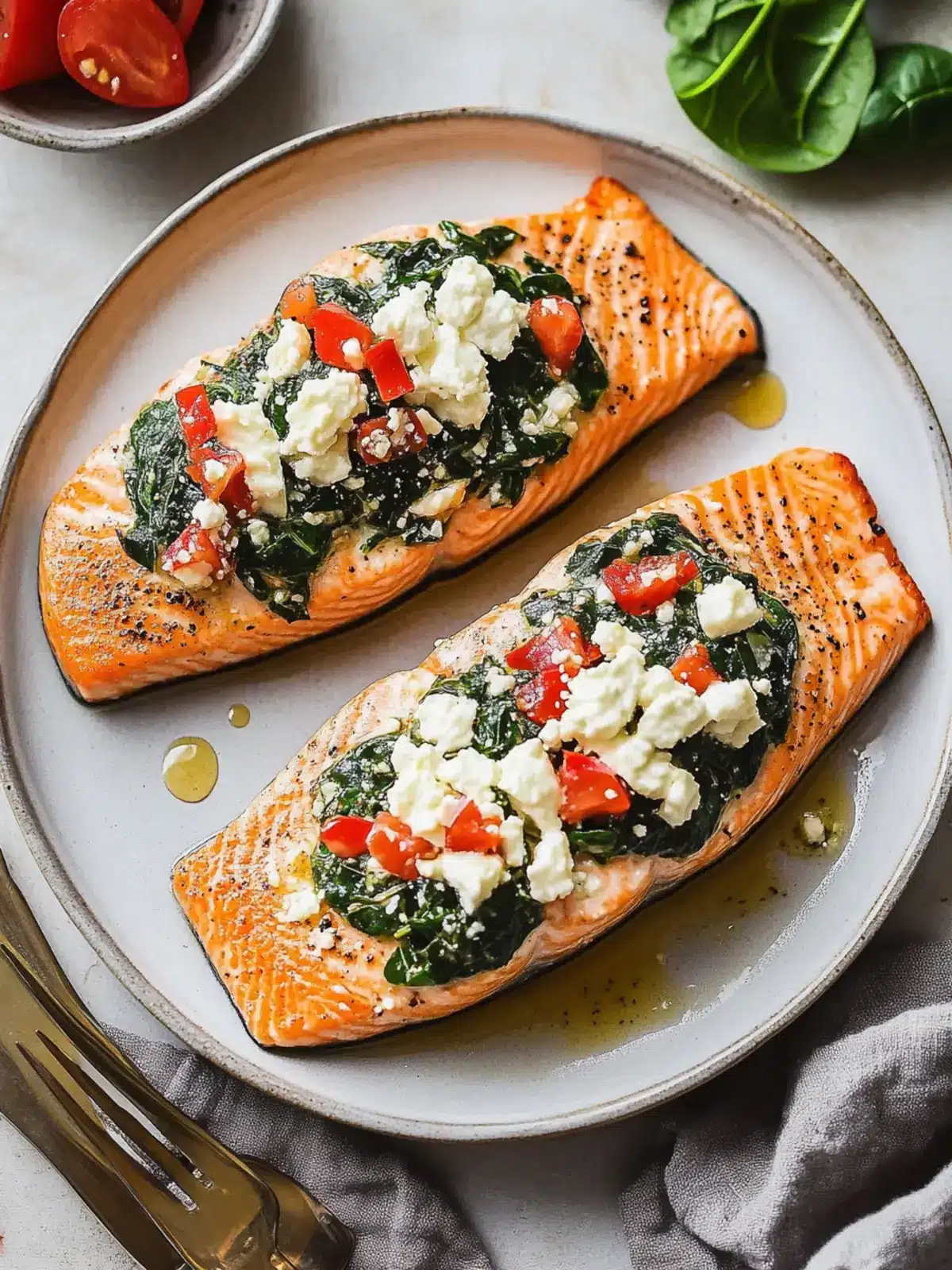 Stuffed Salmon With Spinach & Feta