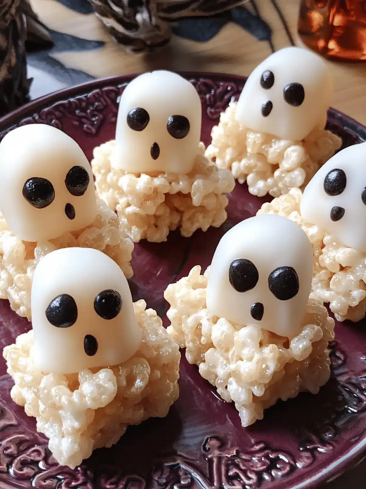 No-Bake Rice Krispie Ghosts