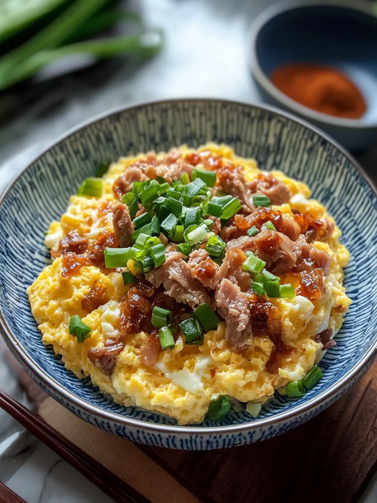 Savory Chinese Scrambled Eggs with BBQ Pork Delight