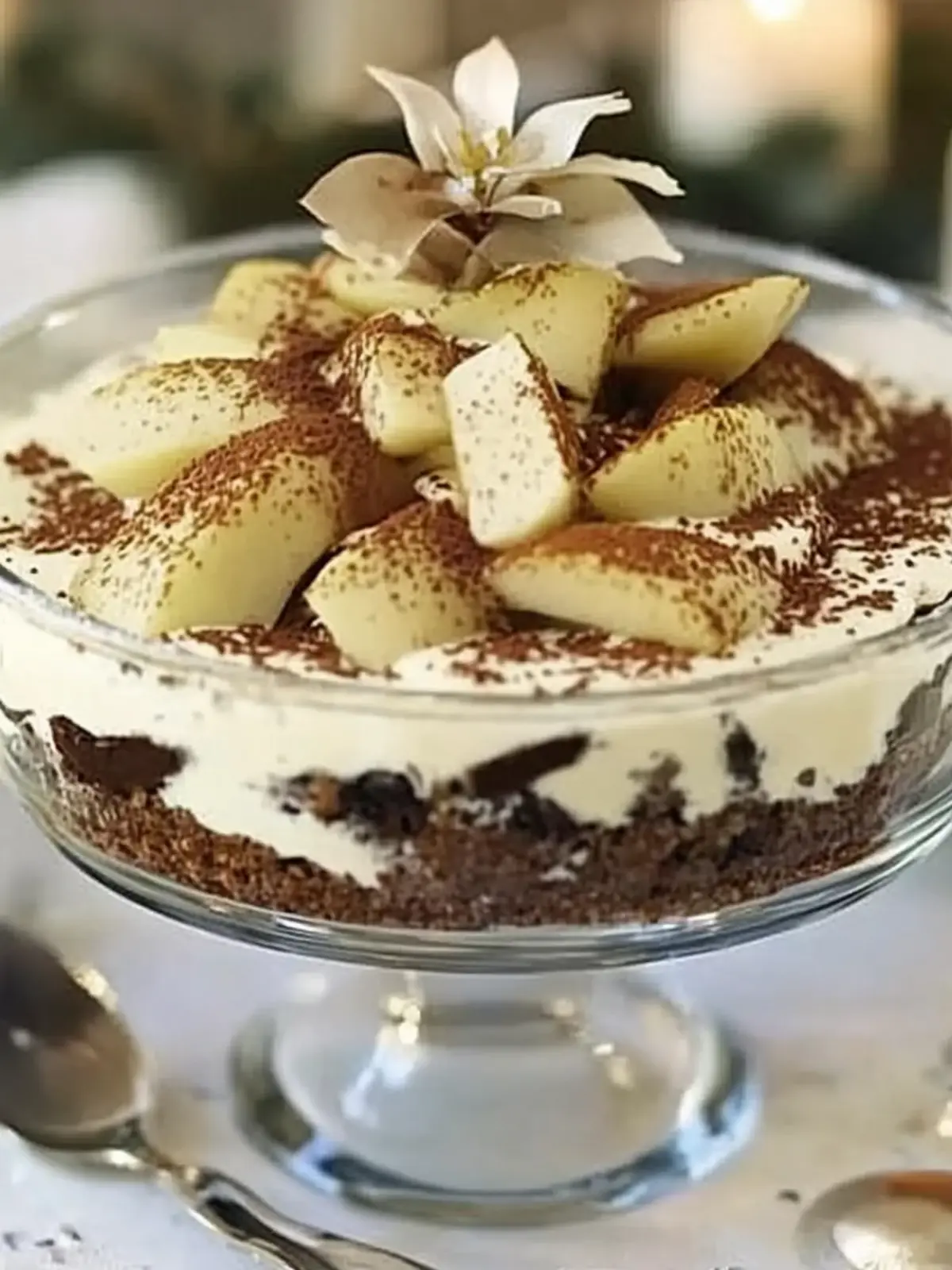 Christmas pear & chocolate tiramisu trifle