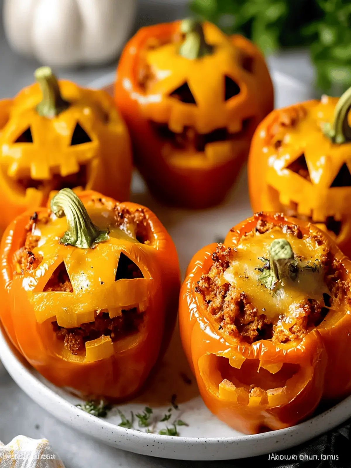 Easy Jack O'Lantern Stuffed Peppers for a Fun Halloween Feast 4 Jack O Lantern Stuffed Peppers