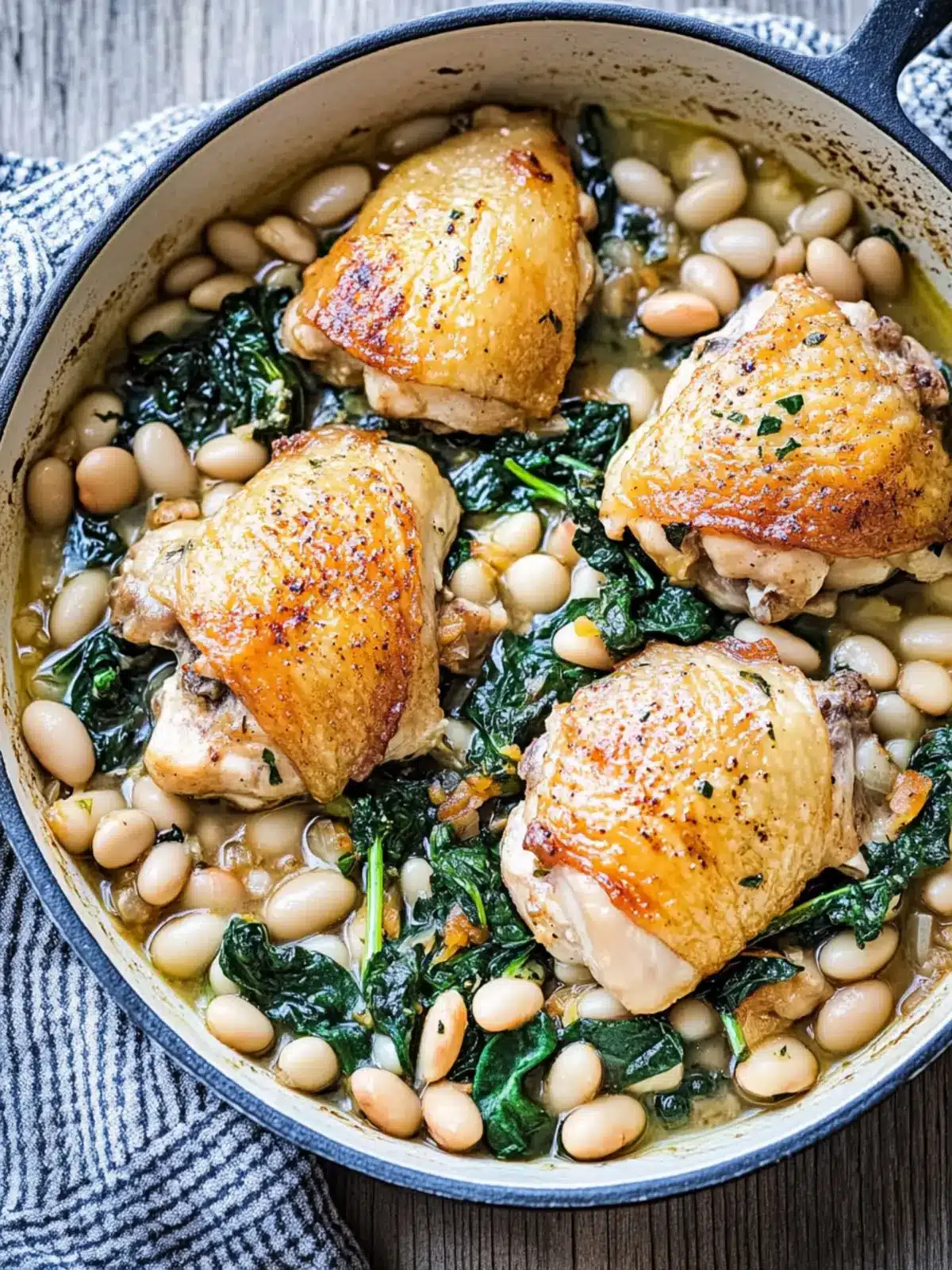 Chicken Thighs with White Beans and Greens