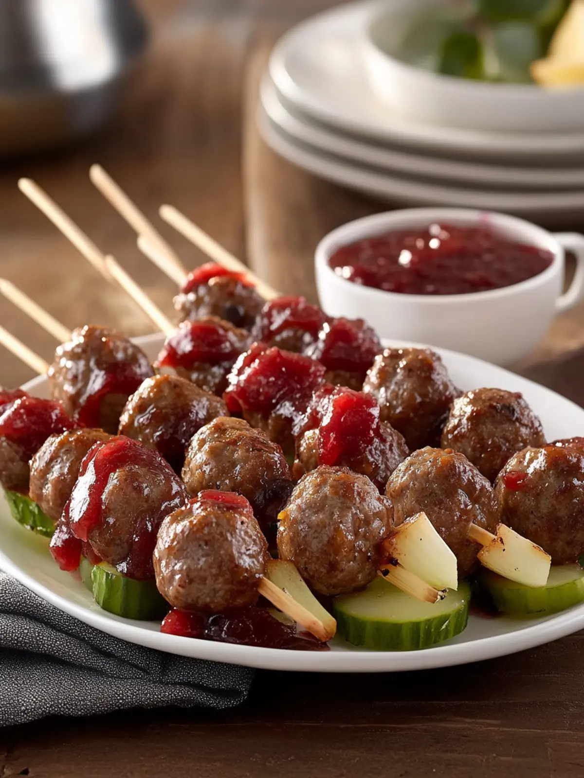 Holiday Mini Beef Meatball Skewers with Cranberry Barbecue Sauce Delight 2 Holiday Mini Beef Meatball Skewers with Cranberry Barbecue Sauce