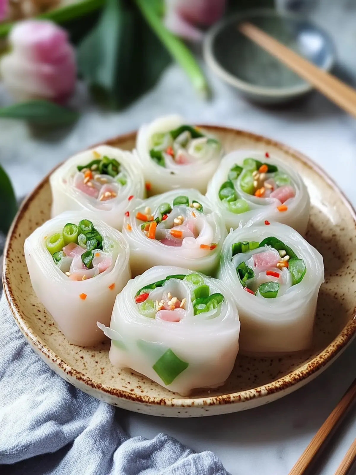 Irresistibly Soft Chinese Flower Rolls with Scallions and Ham