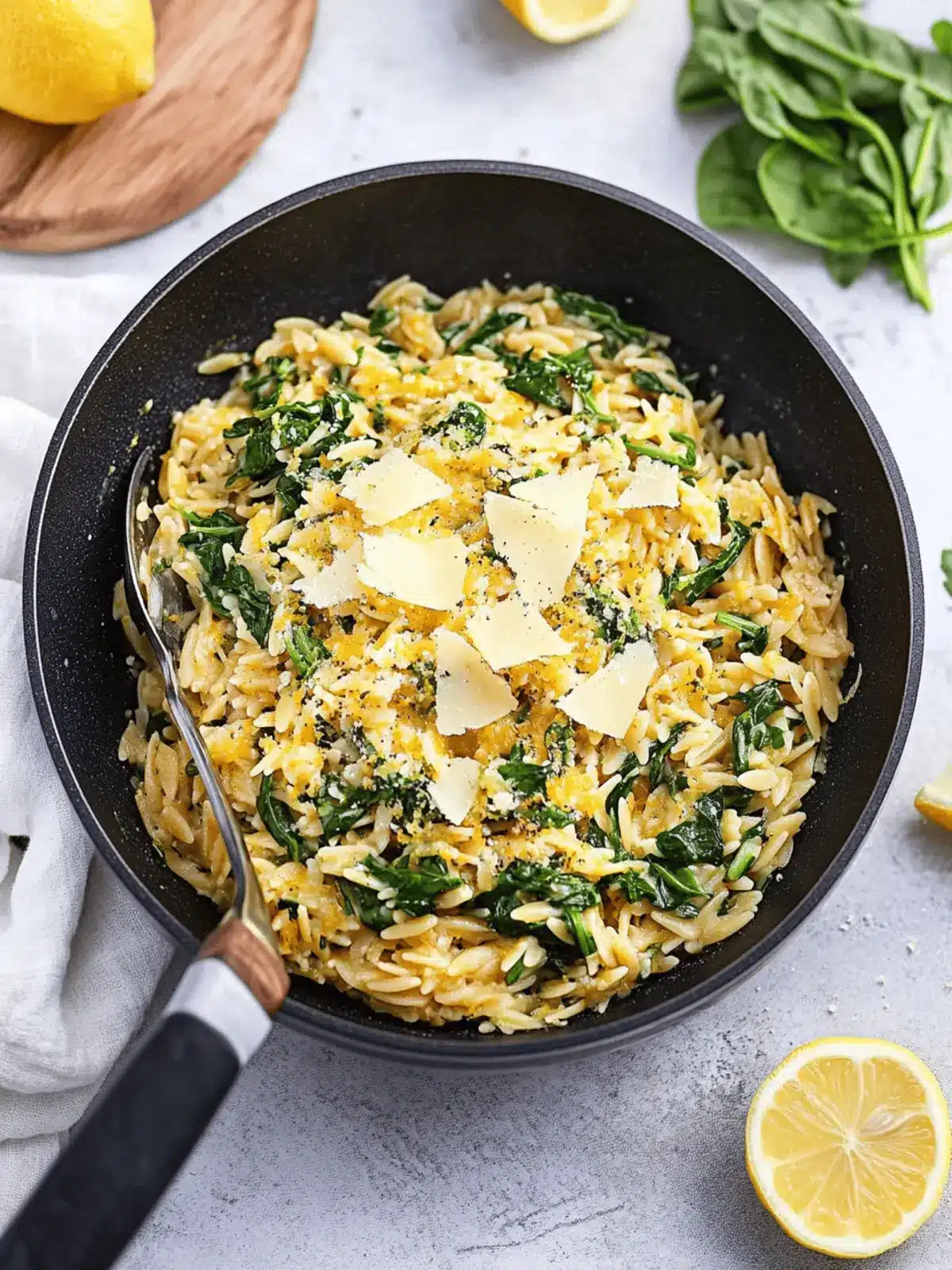 Bright and Creamy Cheesy Lemon Spinach Orzo in 30 Minutes 3 Cheesy Lemon Spinach Orzo
