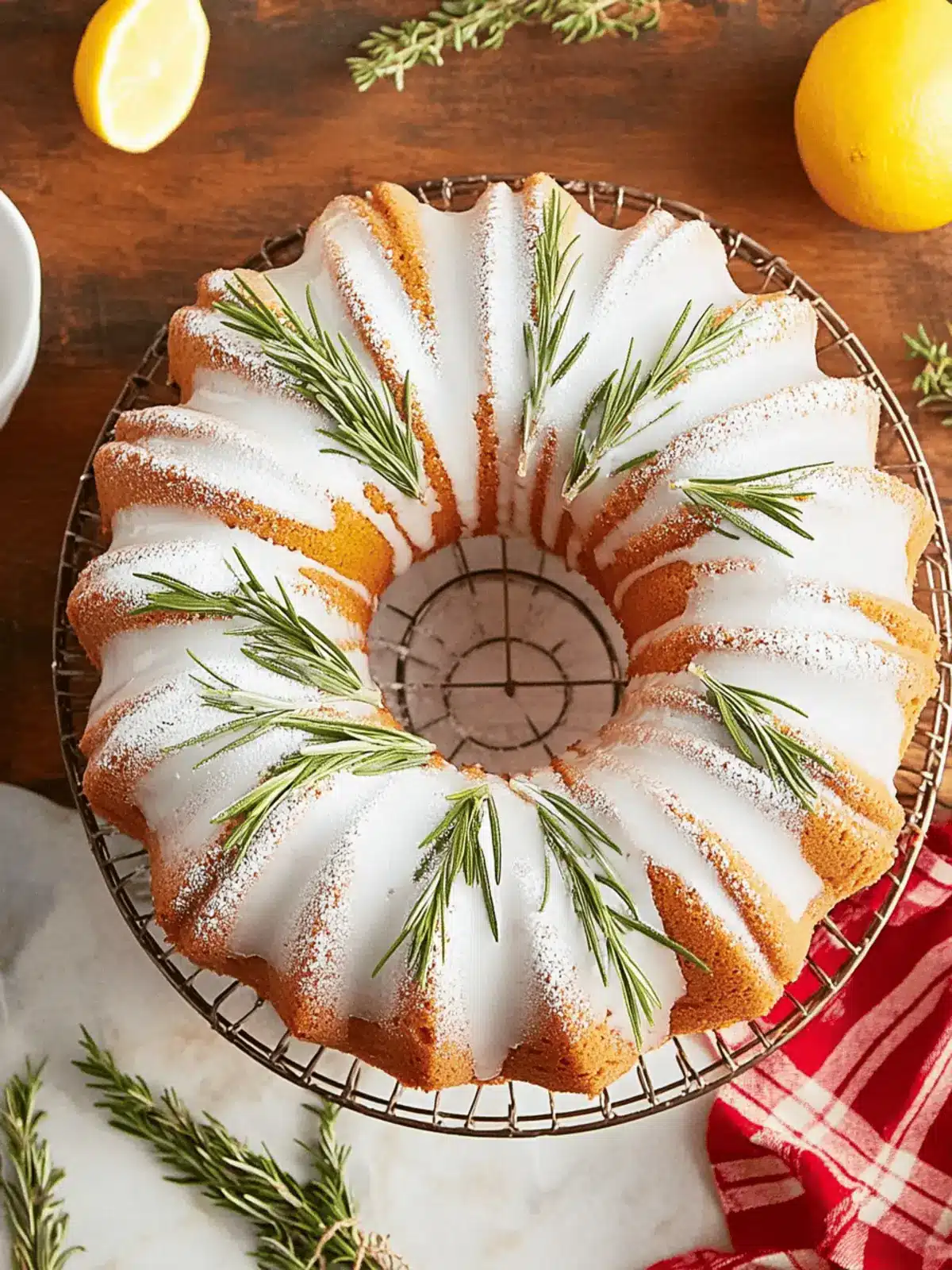 Rosemary-Lemon Bundt Cake with Candied Rosemary