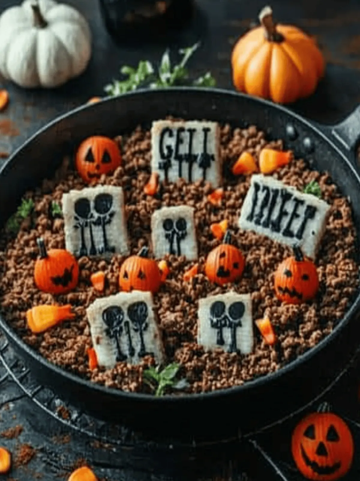 Halloween Graveyard Ground Beef Skillet