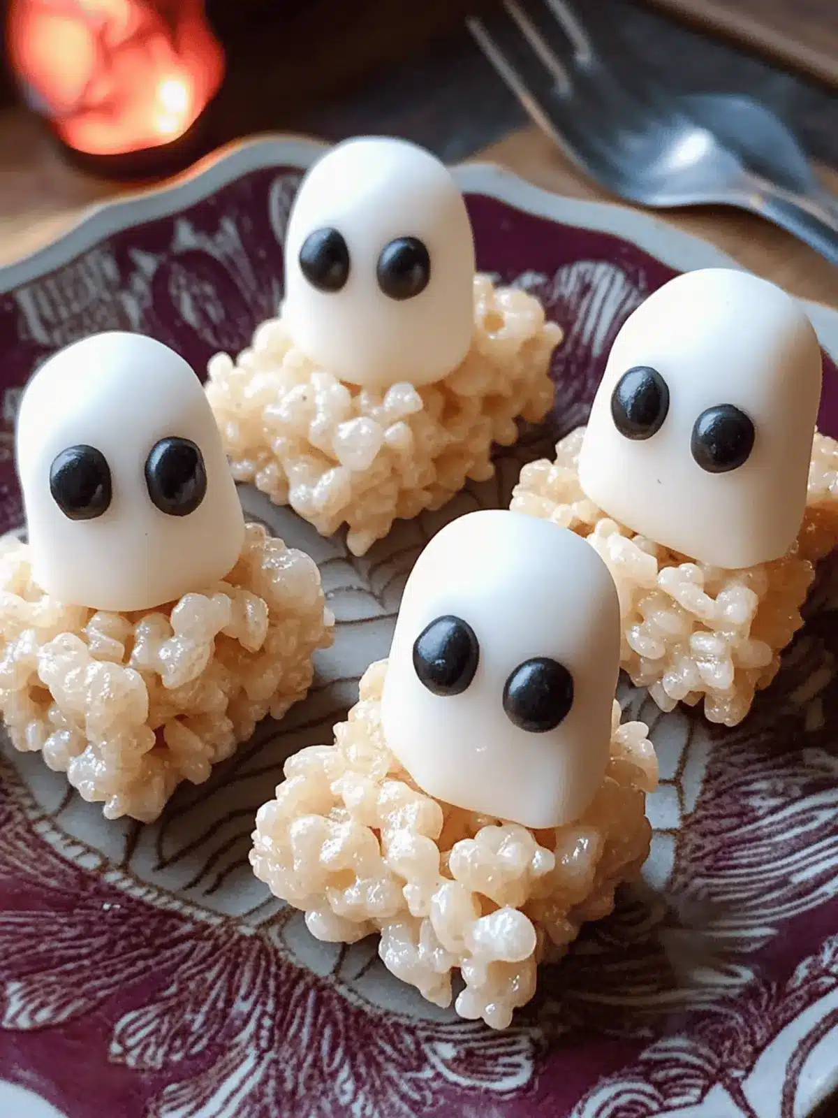 No-Bake Rice Krispie Ghosts