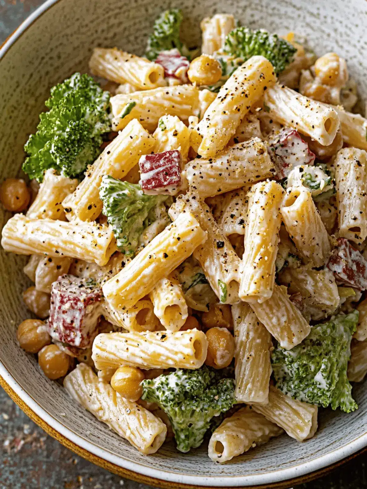 Chickpea Pasta Salad with Lemon-Tahini Dressing