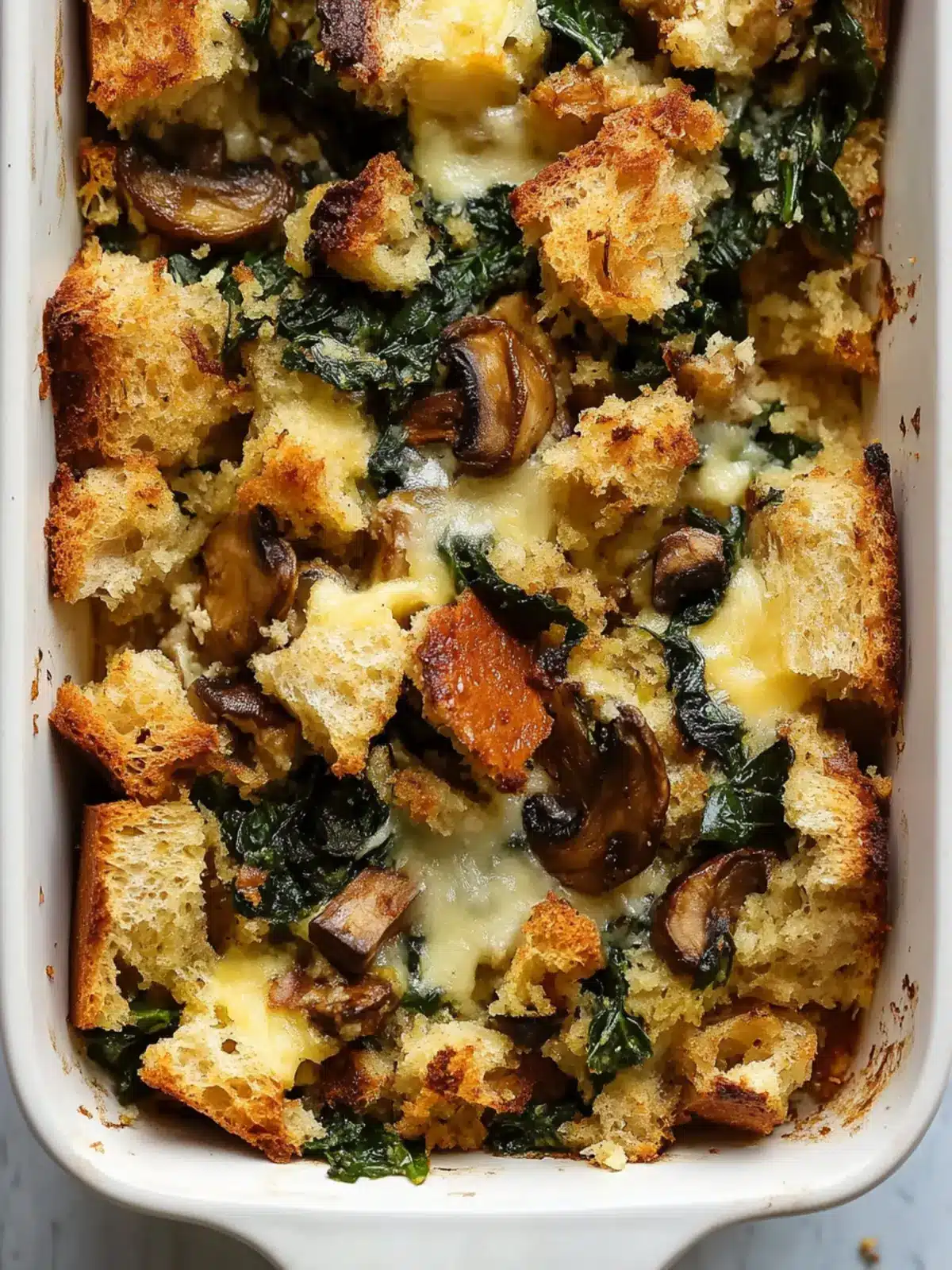 Cheesy Spinach and Mushroom Breakfast Stuffing