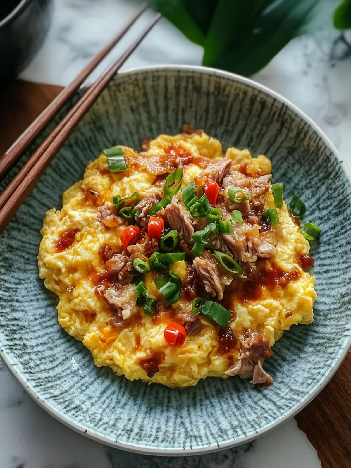 Savory Chinese Scrambled Eggs with BBQ Pork Delight