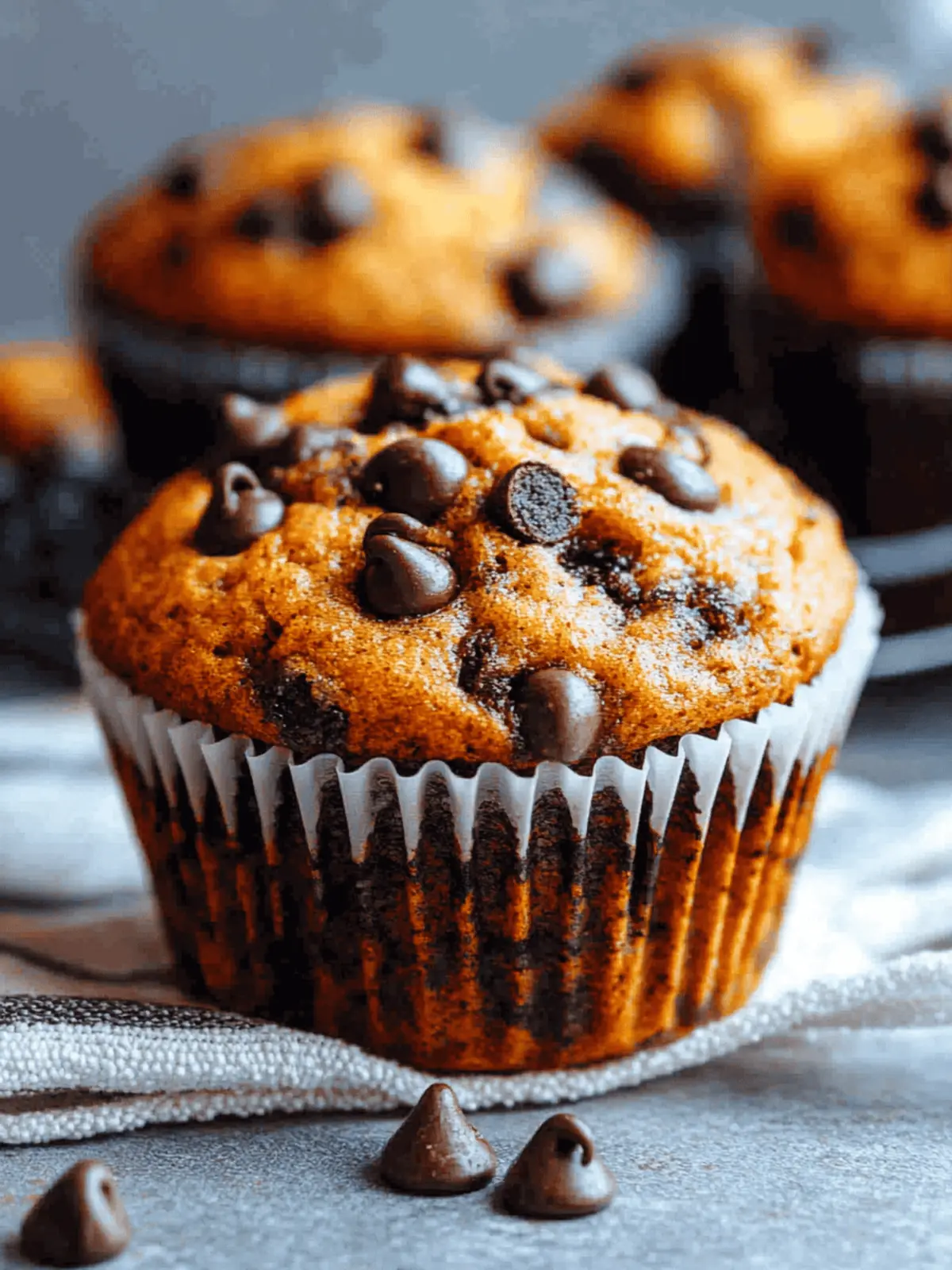 Moist Banana Muffins with Mini Chocolate Chips in Every Bite