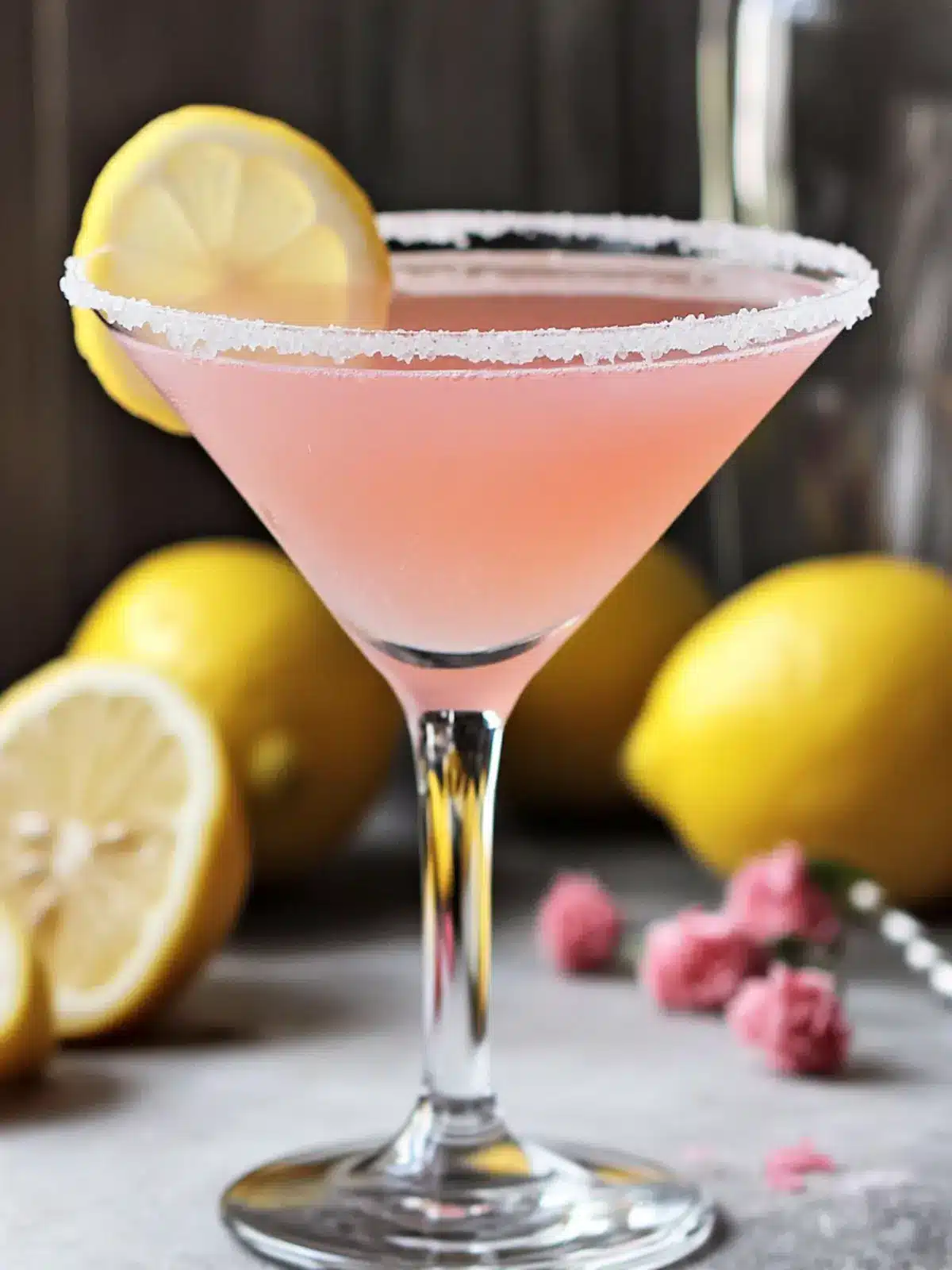 Pink Lemon Drop Martini With Pink Whitney Vodka
