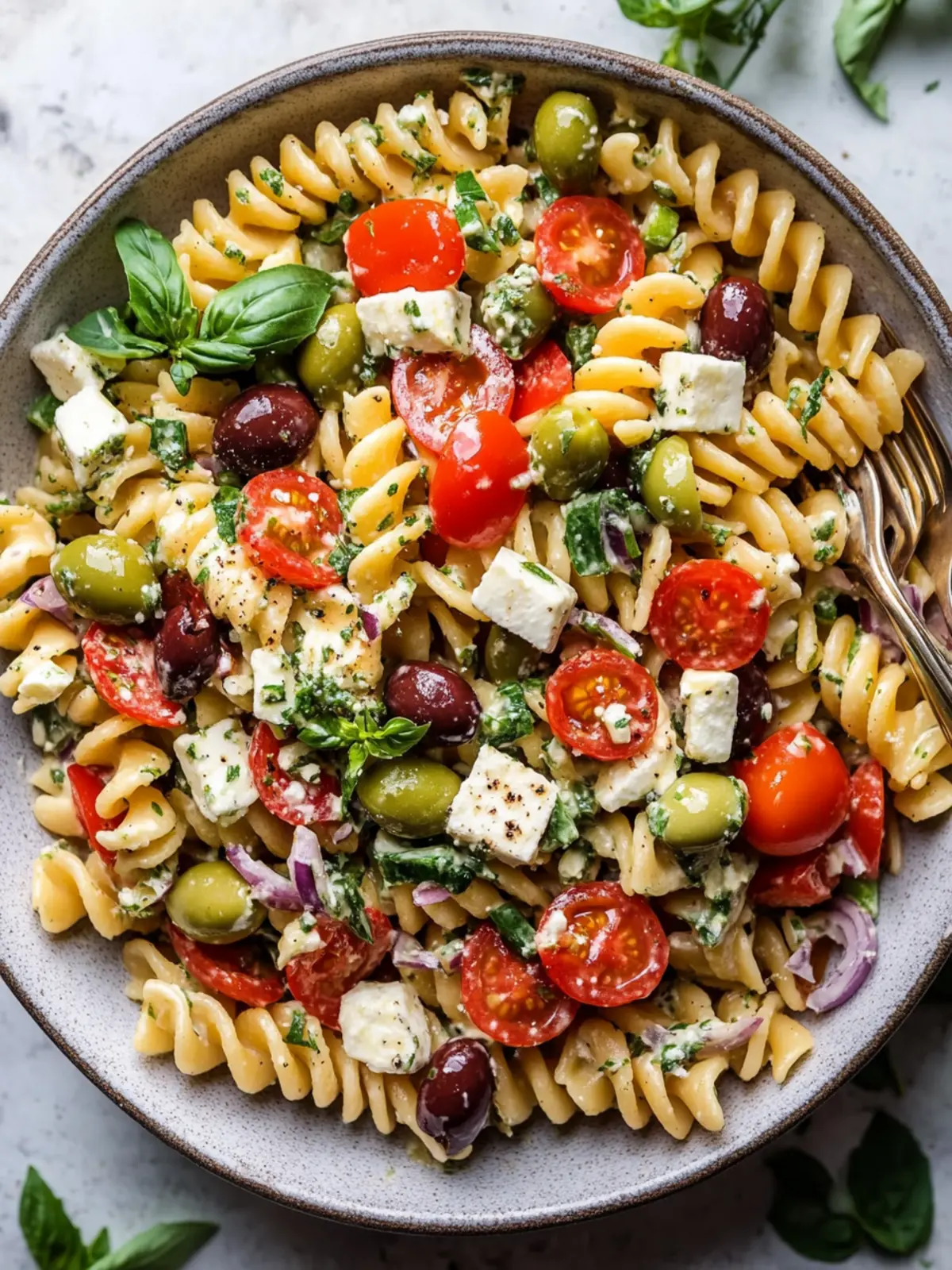Greek Olive Pasta Salad.