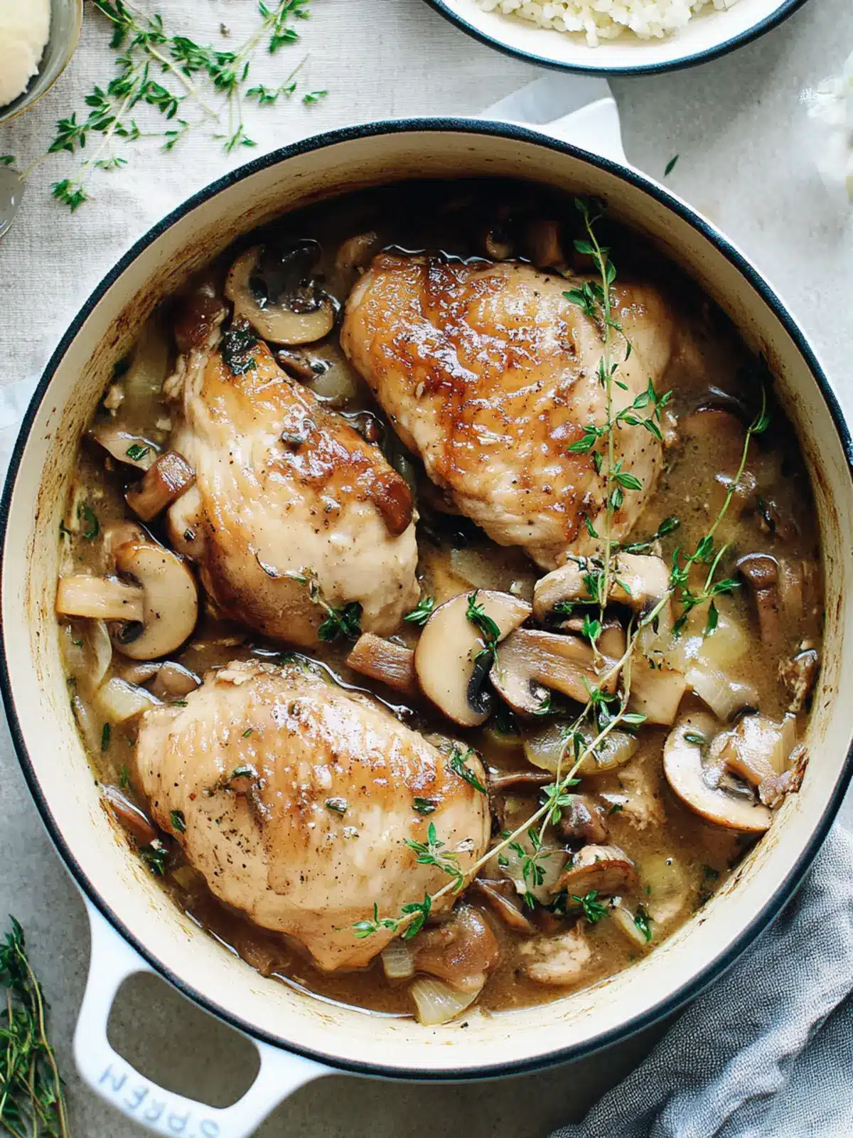 Braised Chicken with Mushrooms and Shallots