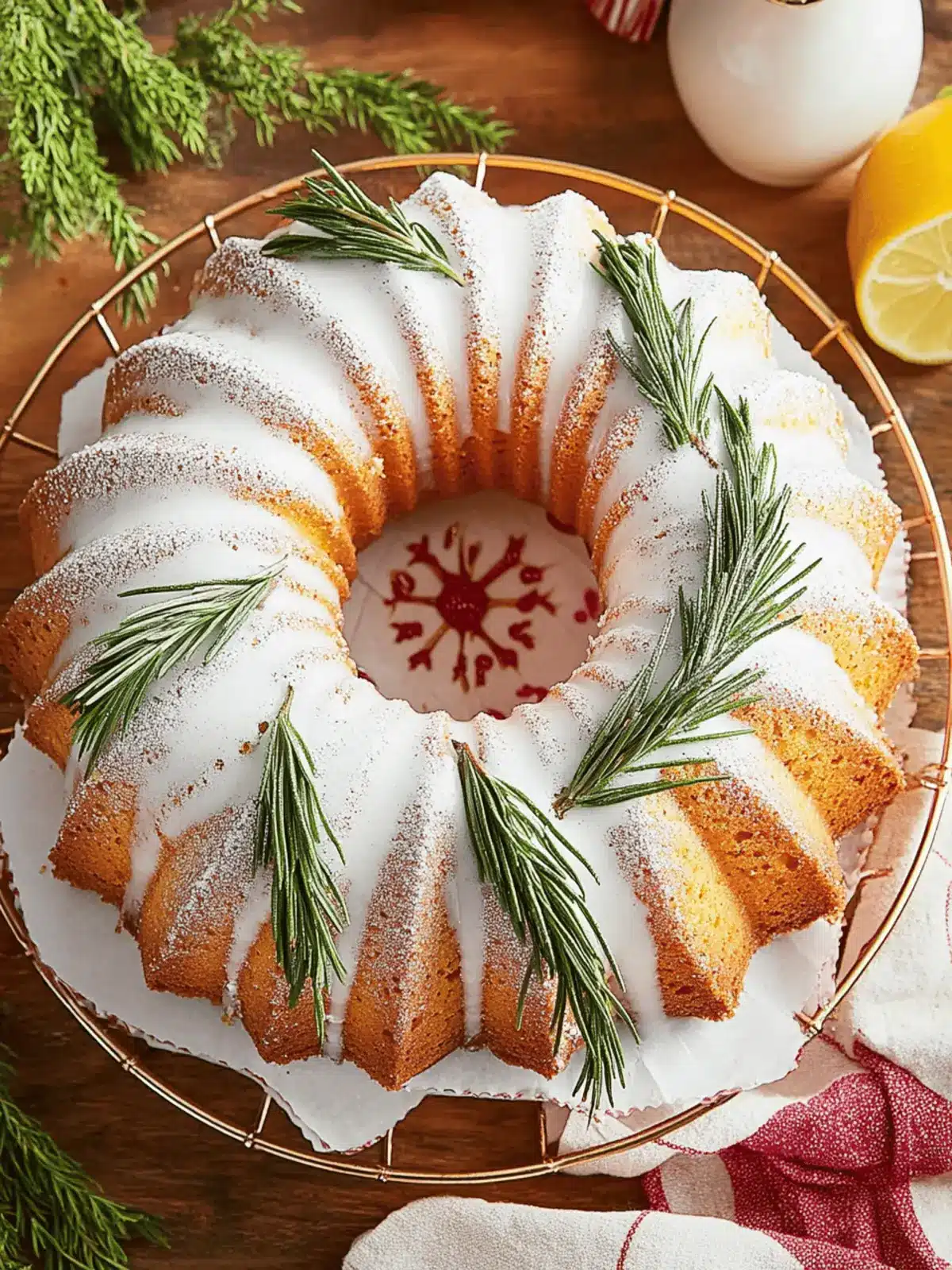 Rosemary-Lemon Bundt Cake with Candied Rosemary