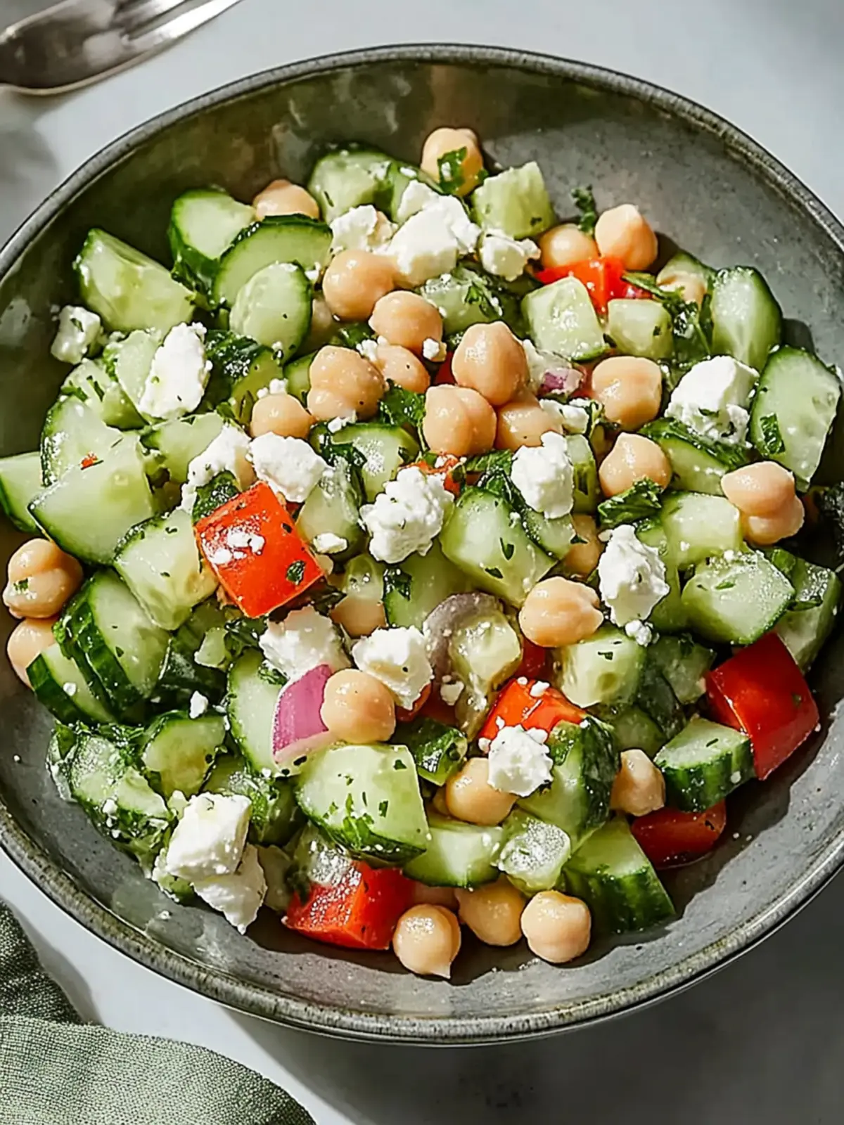 Cucumber Chickpea Salad with Feta & Lemon