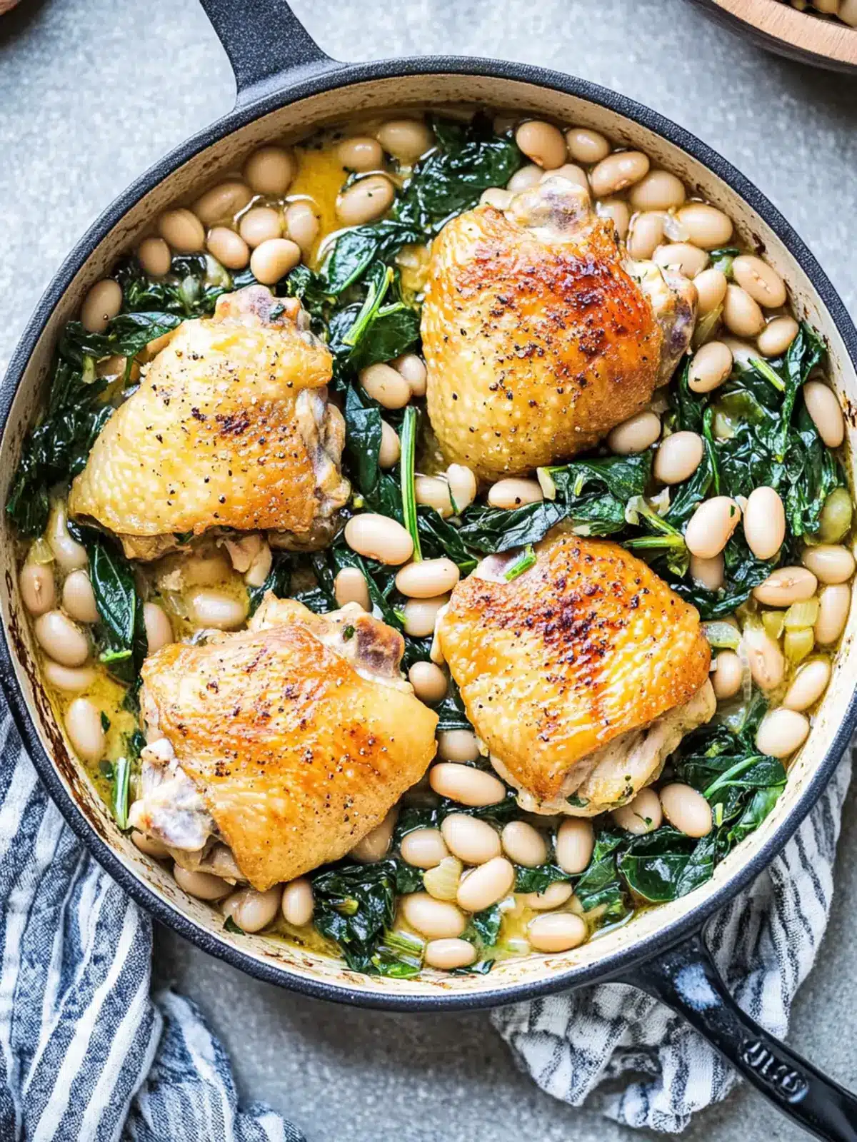 Chicken Thighs with White Beans and Greens