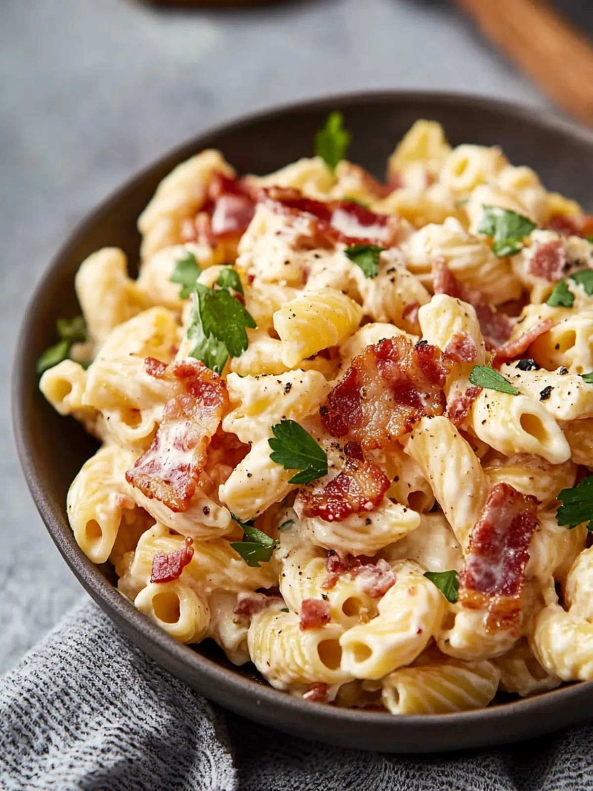 Creamy Bacon Cheddar Ranch Pasta Salad