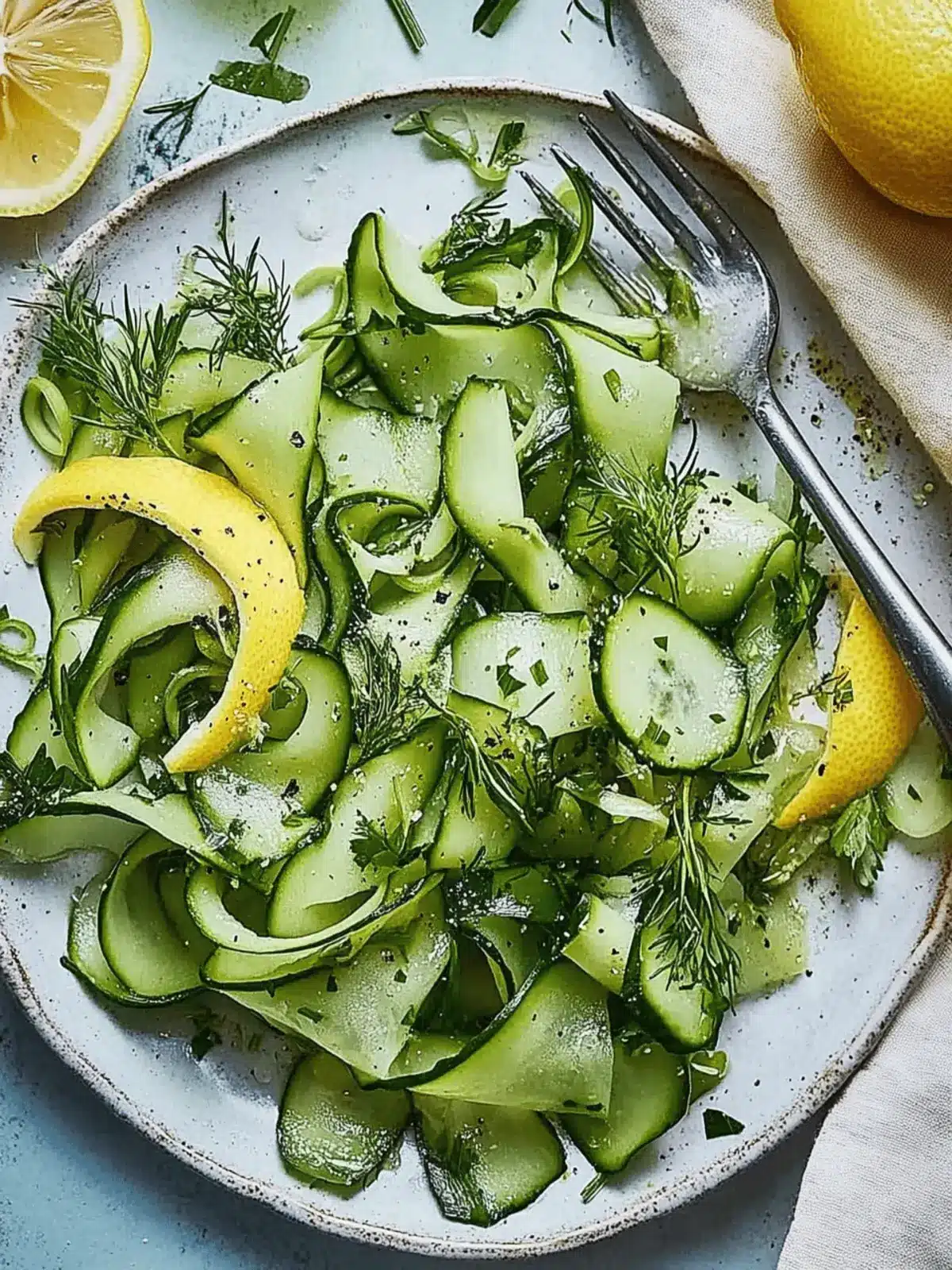 Herby warm cucumbers with lemon