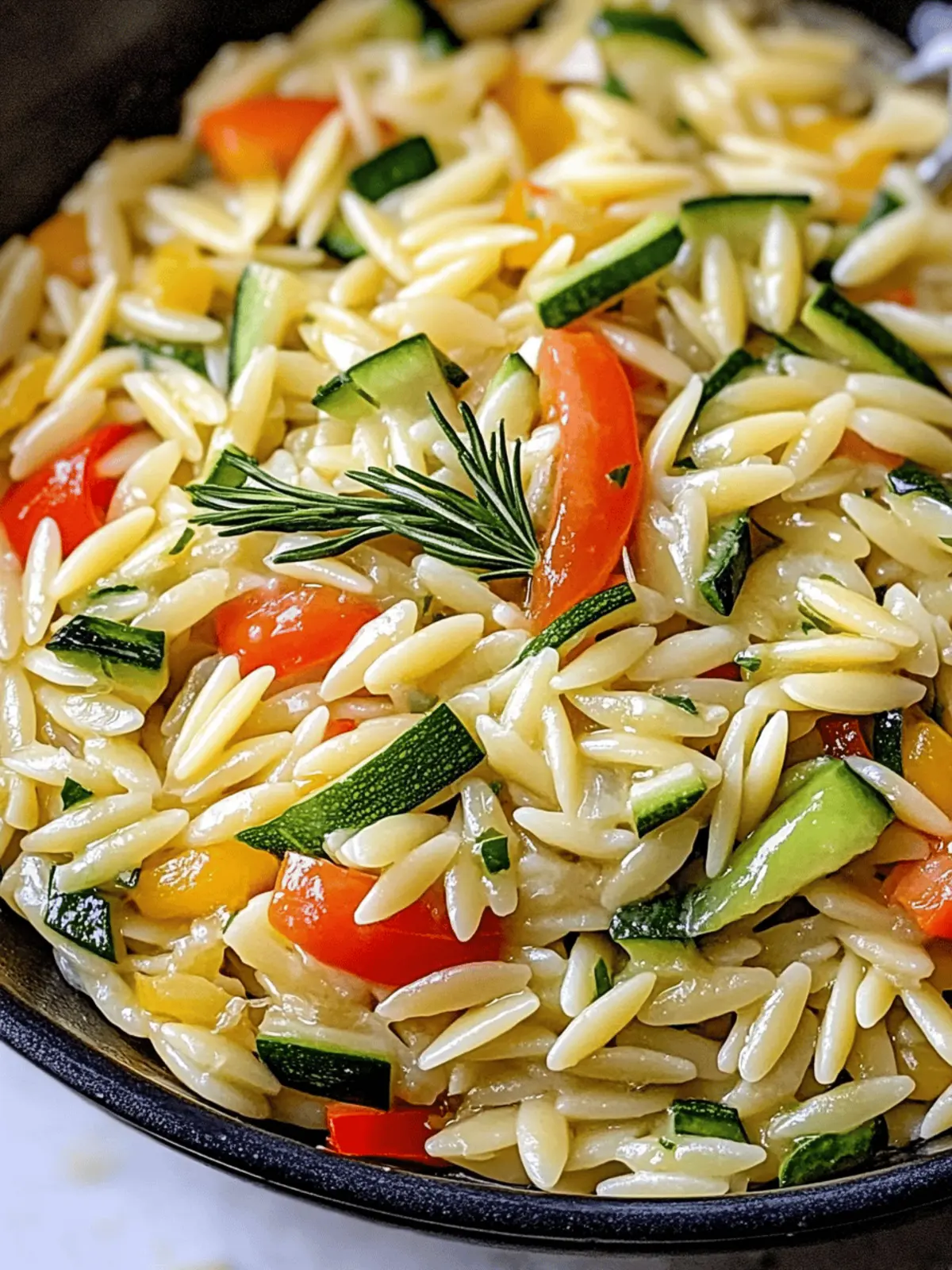 Lemon Garlic Orzo with Veggies