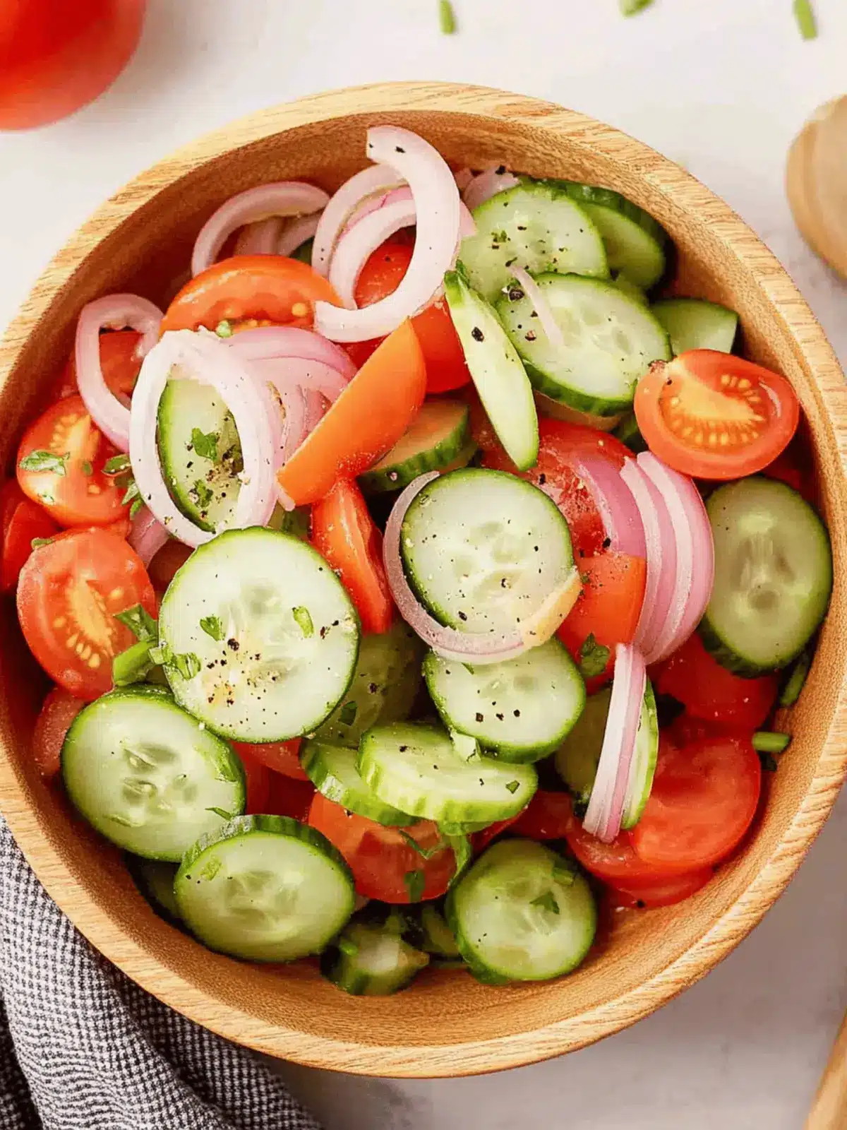 Cucumber, Tomato and Onion Salad (5 Minutes To Assemble)