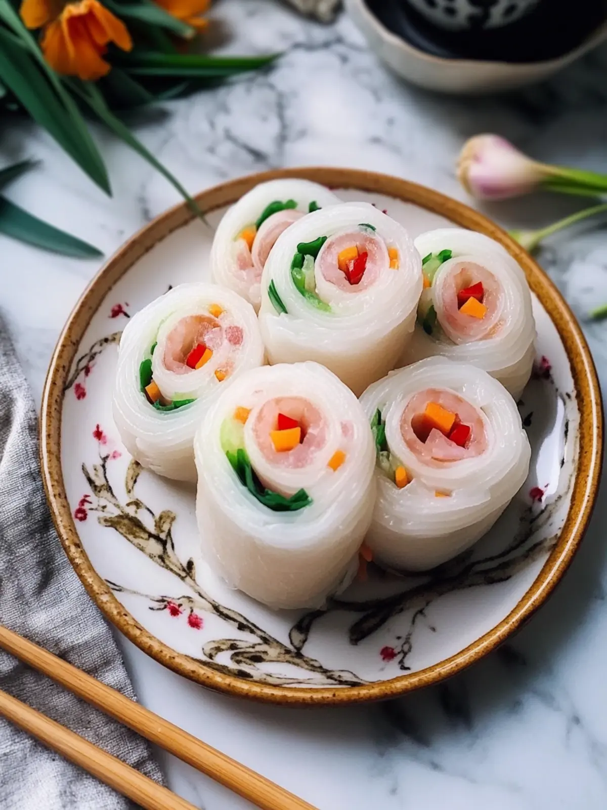 Irresistibly Soft Chinese Flower Rolls with Scallions and Ham