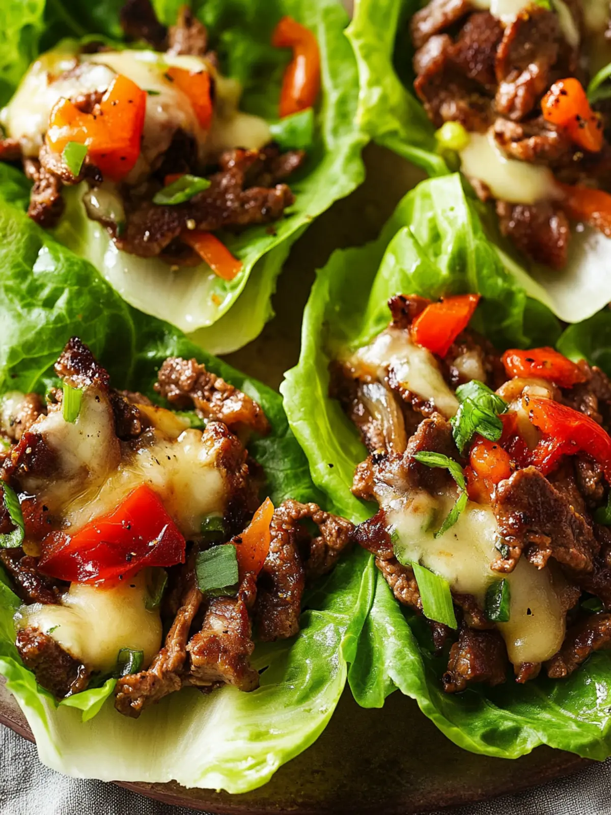 Philly Cheesesteak Lettuce Wraps
