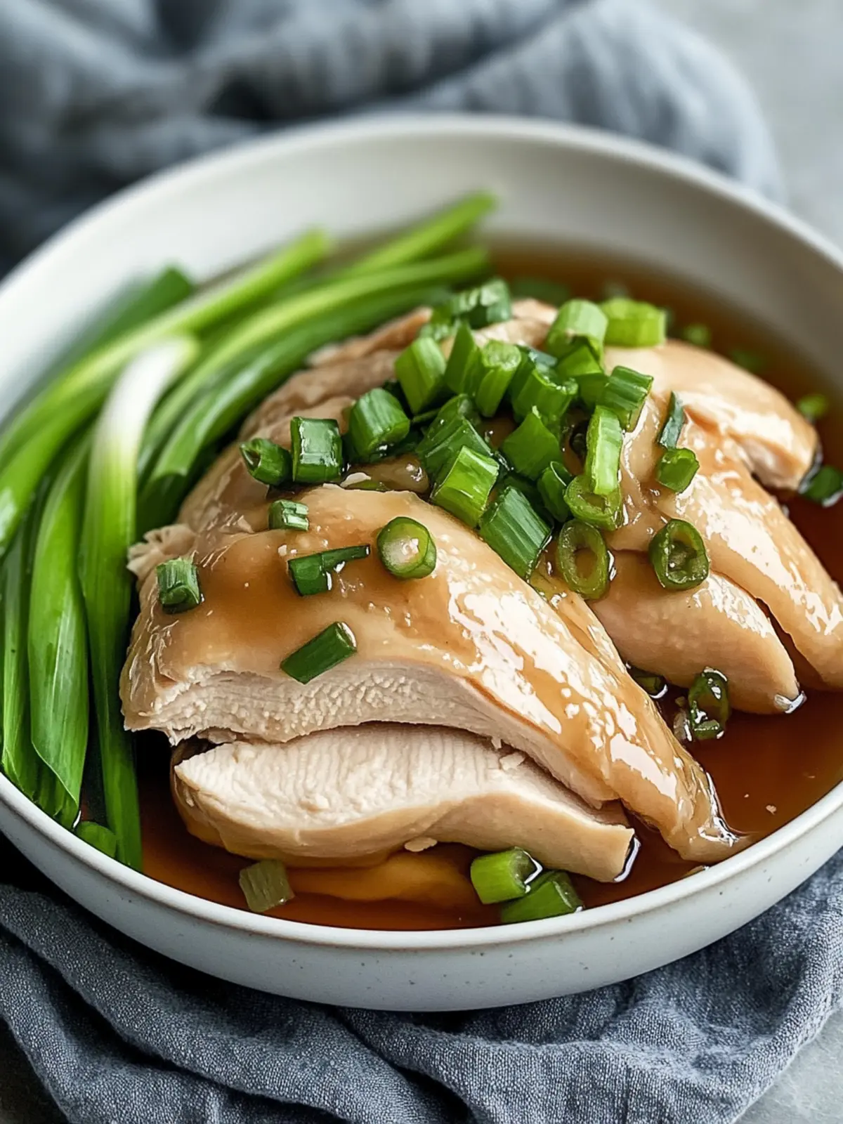 Savory Poached Chinese Chicken with Ginger Scallion Sauce