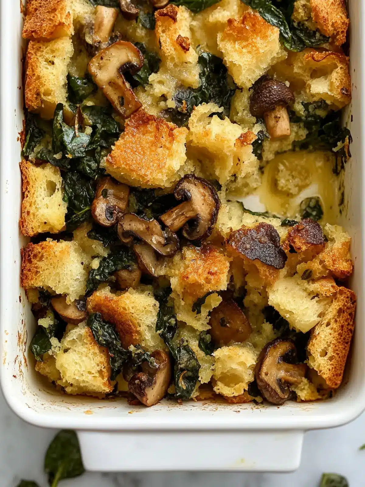 Cheesy Spinach and Mushroom Breakfast Stuffing