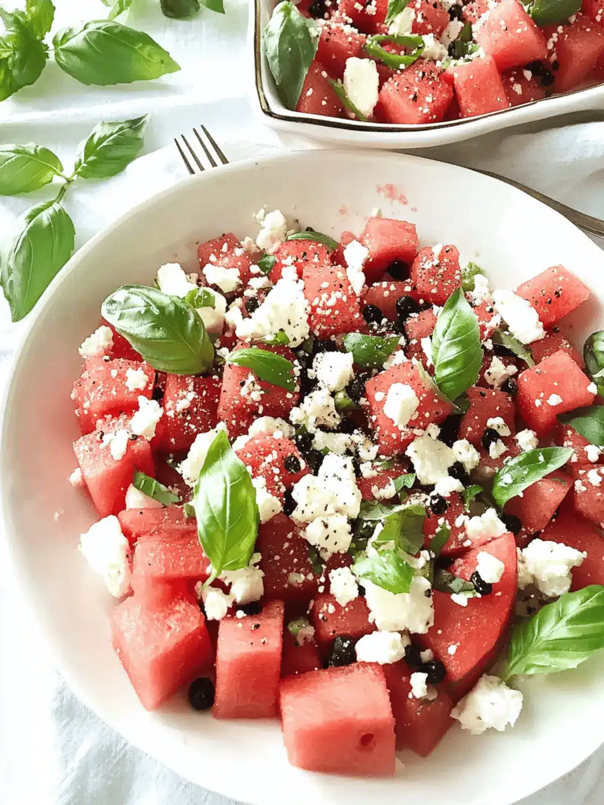 Watermelon Basil Feta Salad