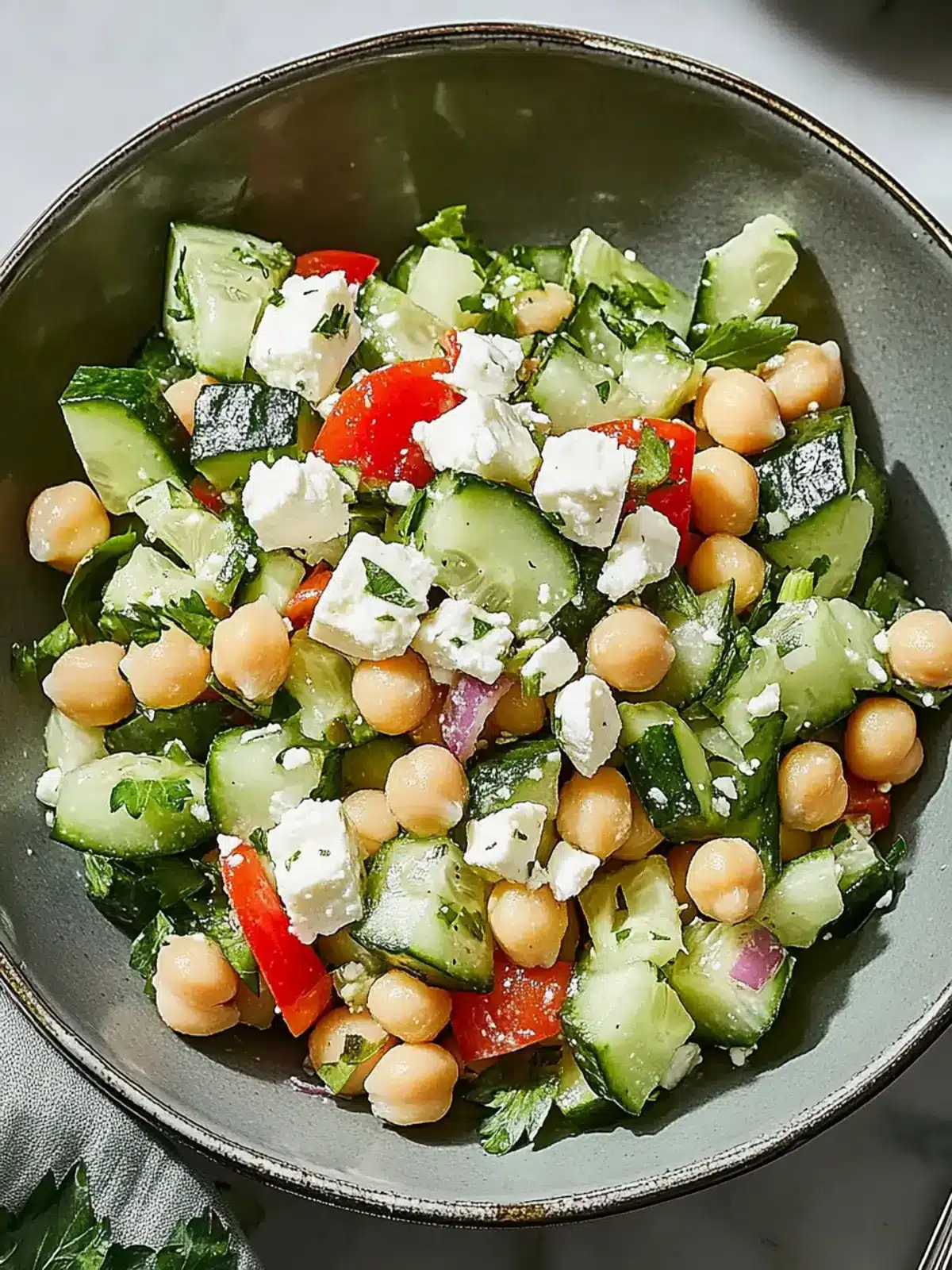 Cucumber Chickpea Salad with Feta & Lemon