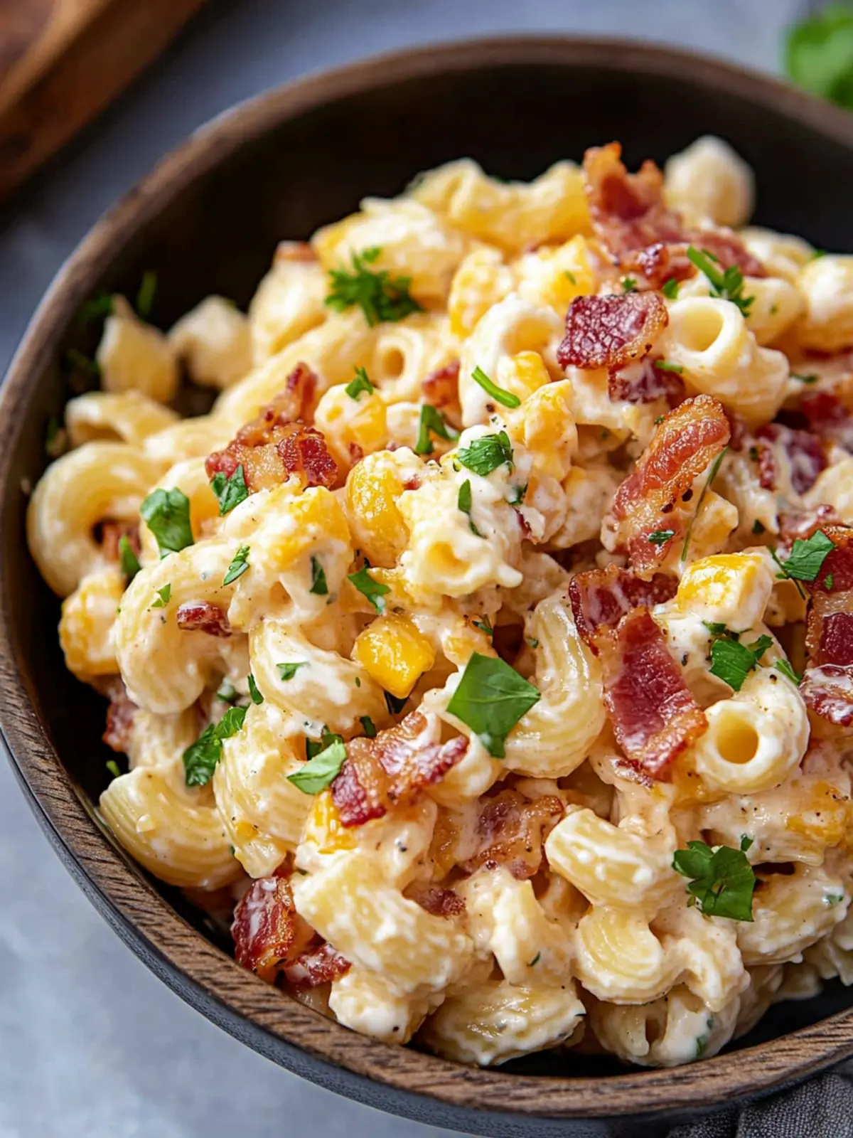 Creamy Bacon Cheddar Ranch Pasta Salad