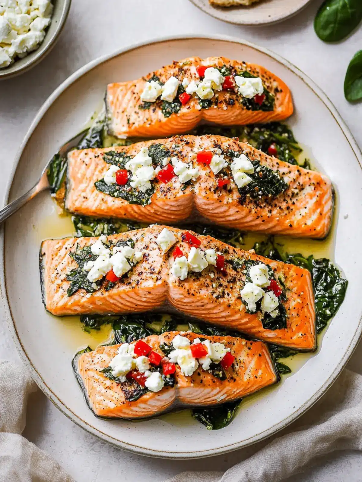 Stuffed Salmon With Spinach & Feta