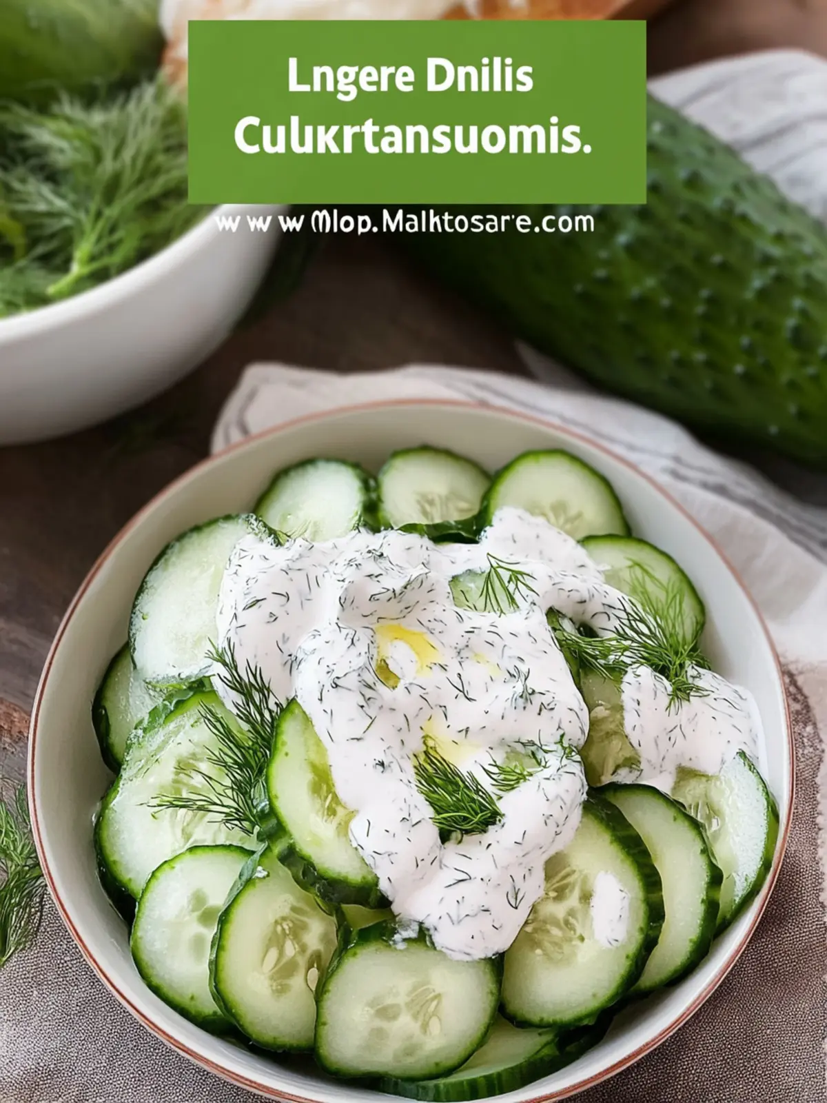 Creamy Dill Cucumber Salad with Sour Cream and Fresh Baby Dill
