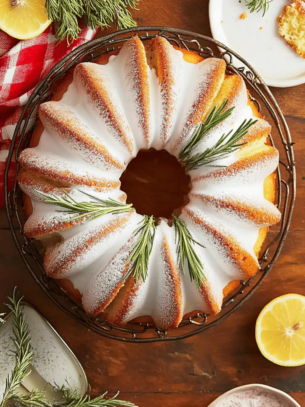 Rosemary-Lemon Bundt Cake with Candied Rosemary