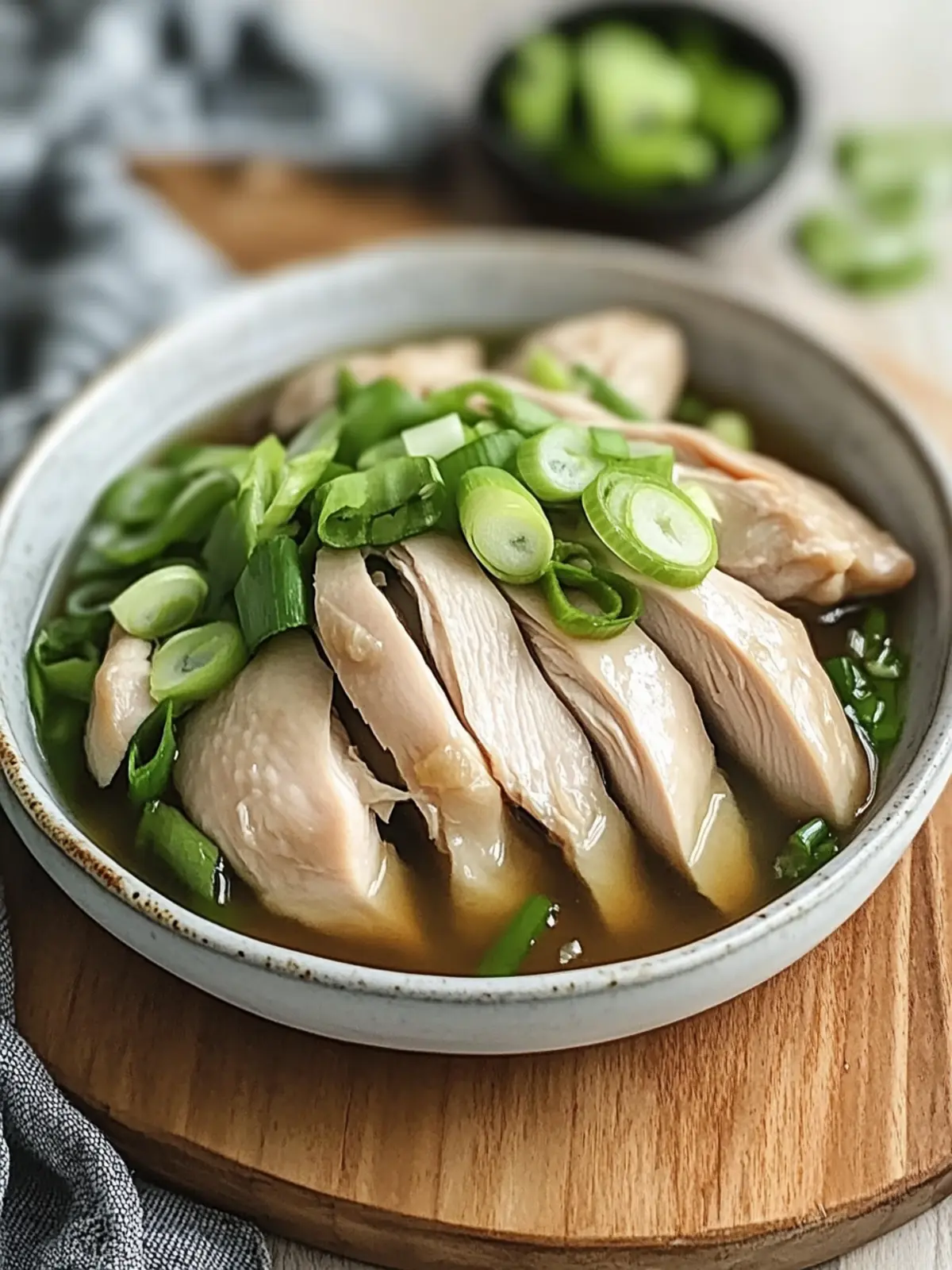 Savory Poached Chinese Chicken with Ginger Scallion Sauce