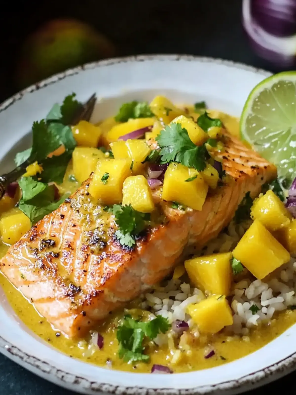 Curry Salmon with Mango