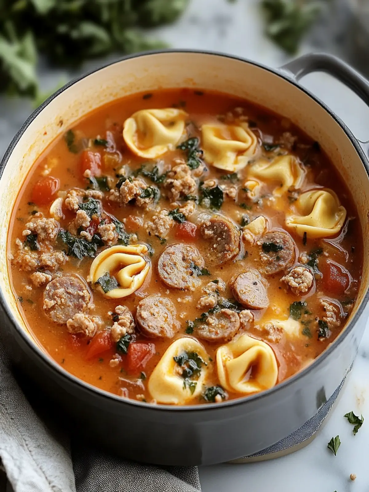 Spicy Italian Sausage and Tortellini Soup to Warm Your Soul