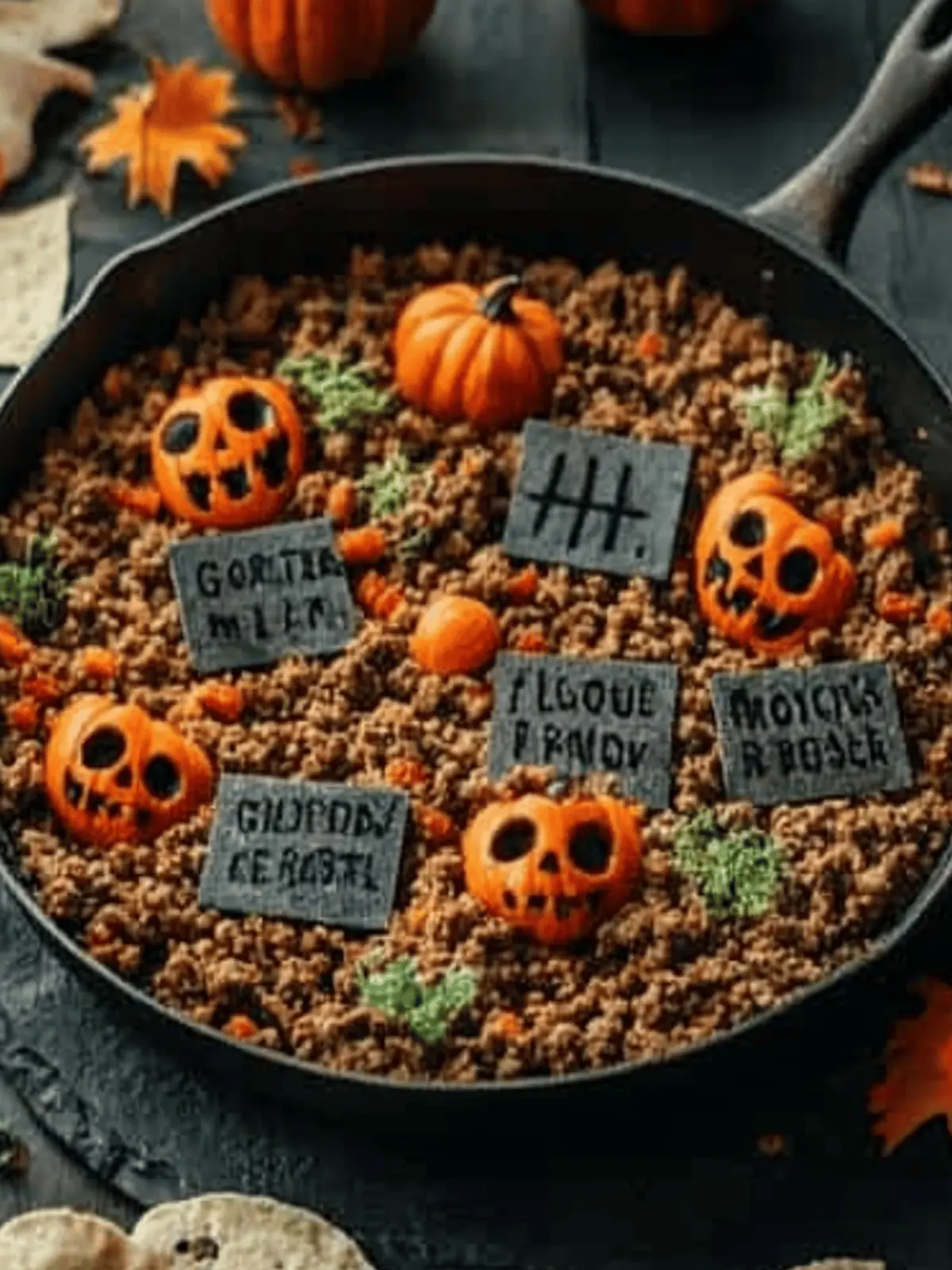 Halloween Graveyard Ground Beef Skillet